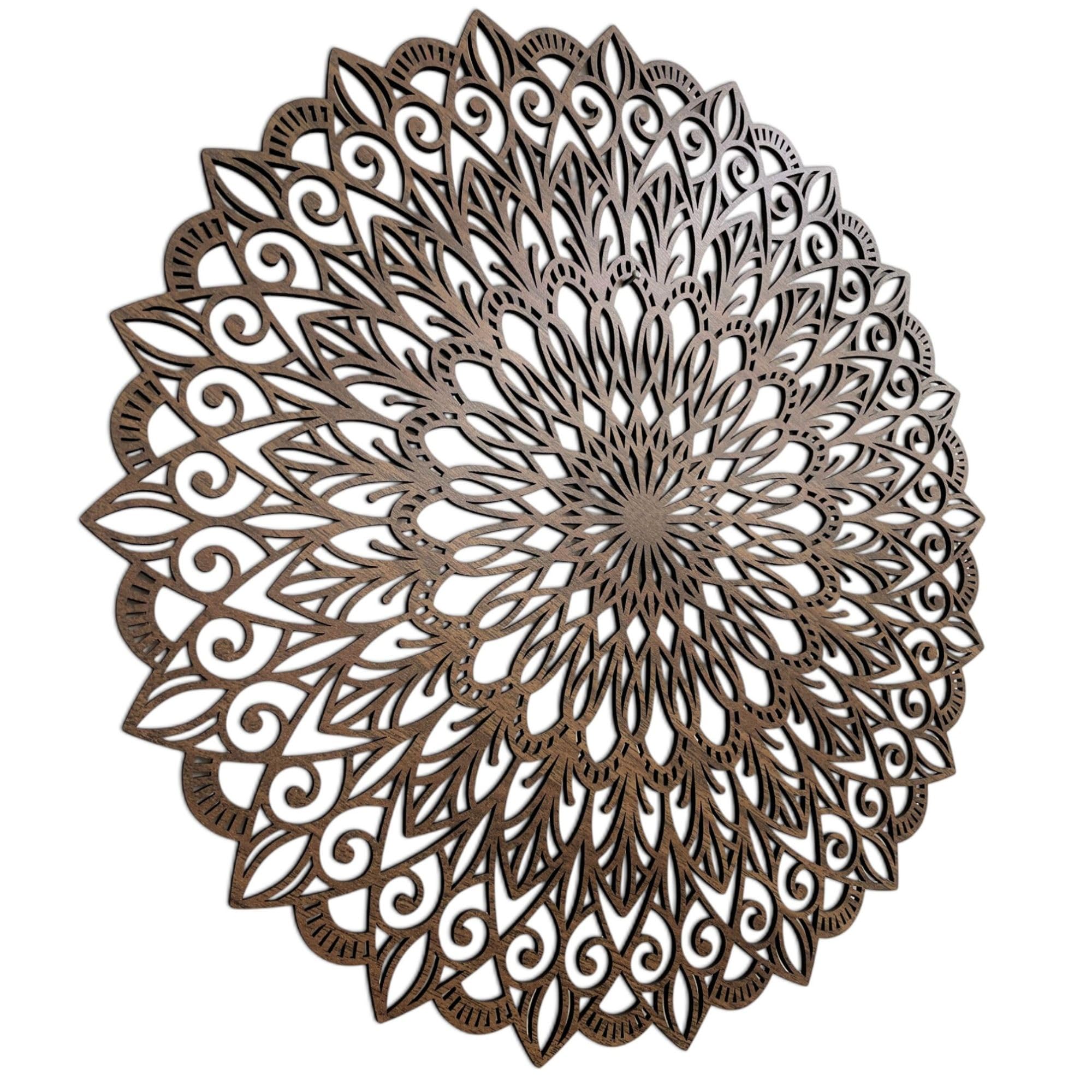 SENTOP HDF0251 Art mural en bois avec motif de fleur de vie au motif de mandala pour intérieur (noyer 40 cm)