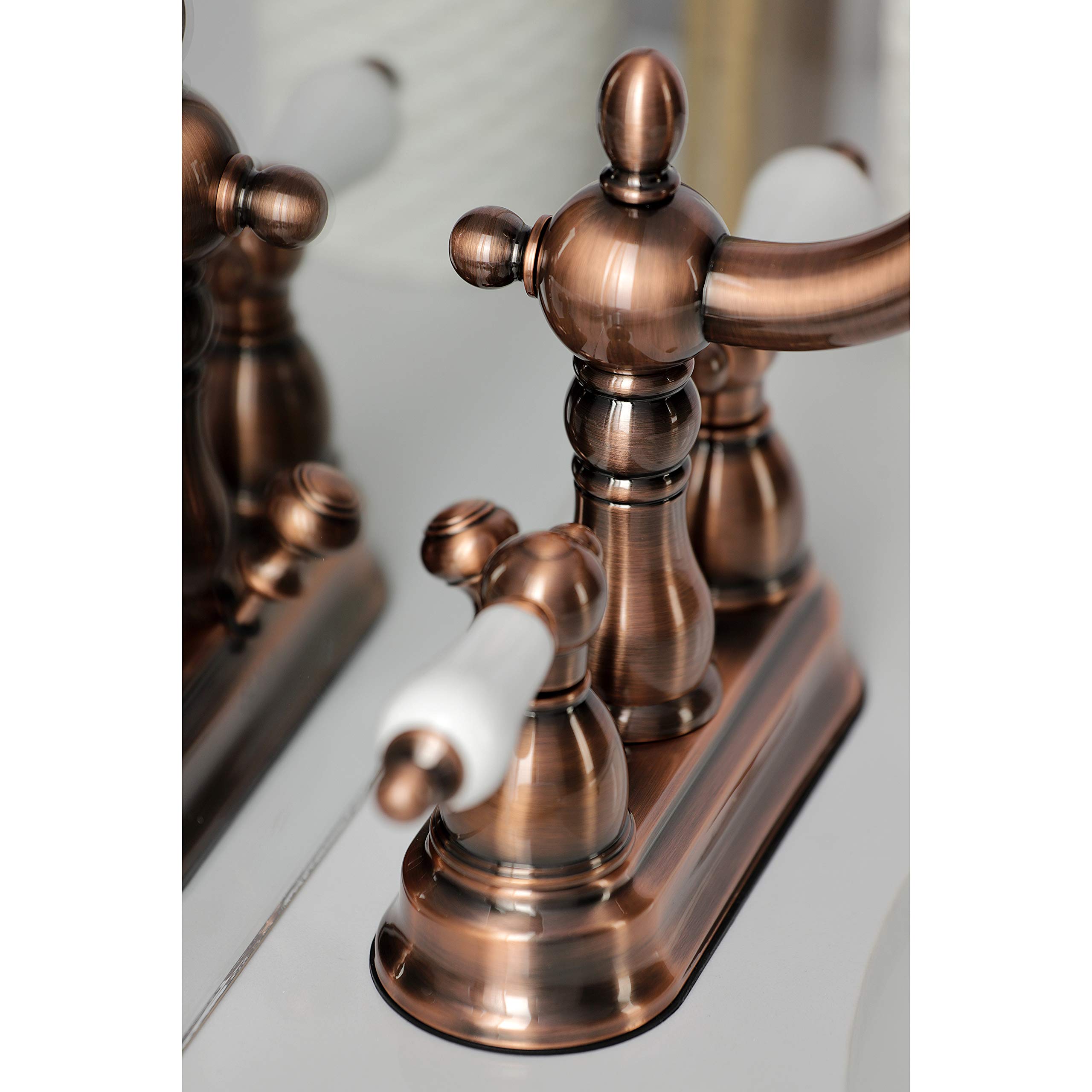 Kingston Brass Heritage Wasserhahn Antikes Kupfer – 10,2 Cm Centerset, Mit Ablauf, Fürs Badezimmer