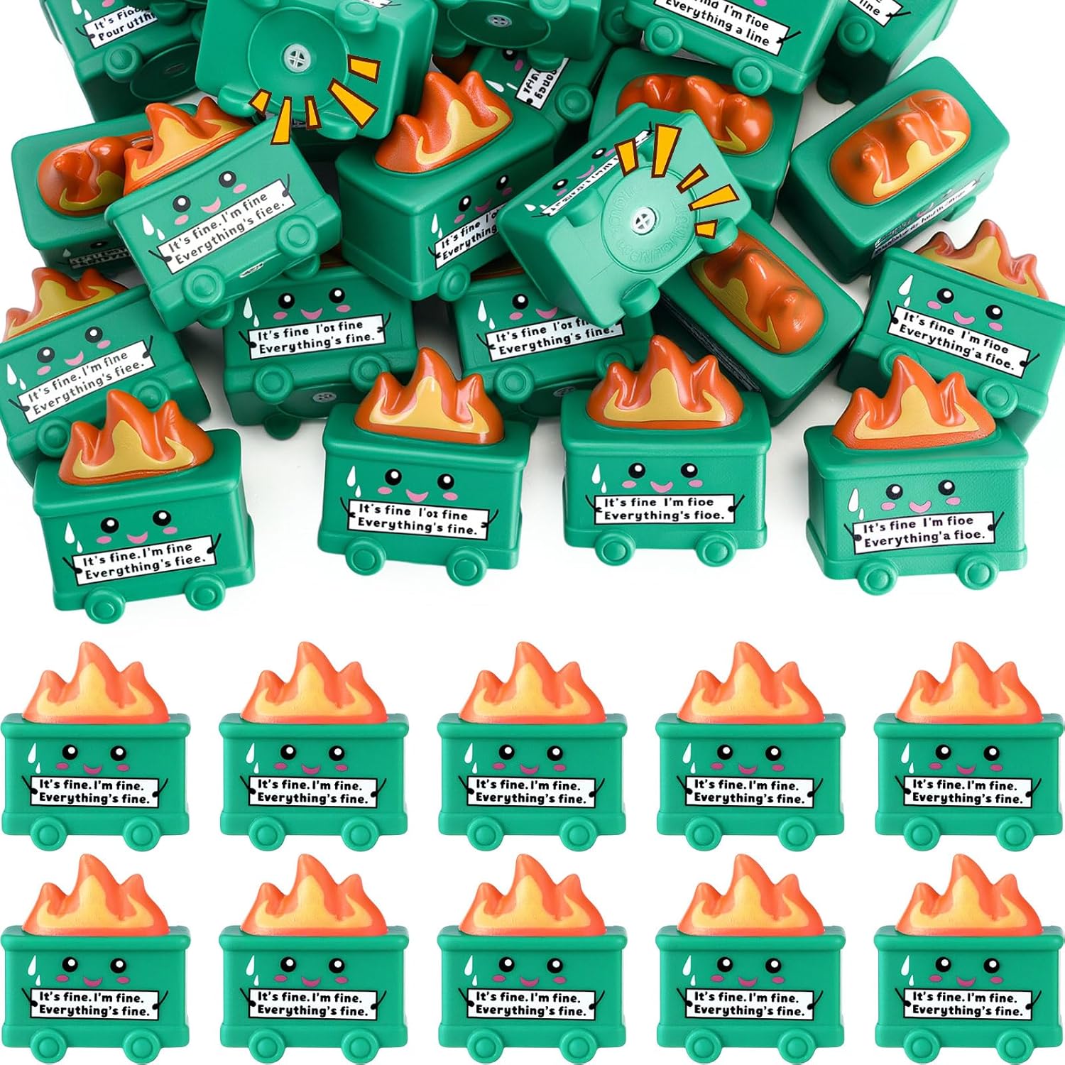 JellyArch 100 Pcs Funny Rubber Dumpster Trash Shape Employee Appreciation Gift Funny Coworker Gift for Response Team Emotional Desk Accessories for Staff Office Teacher Nurse Stress Relief (Green)