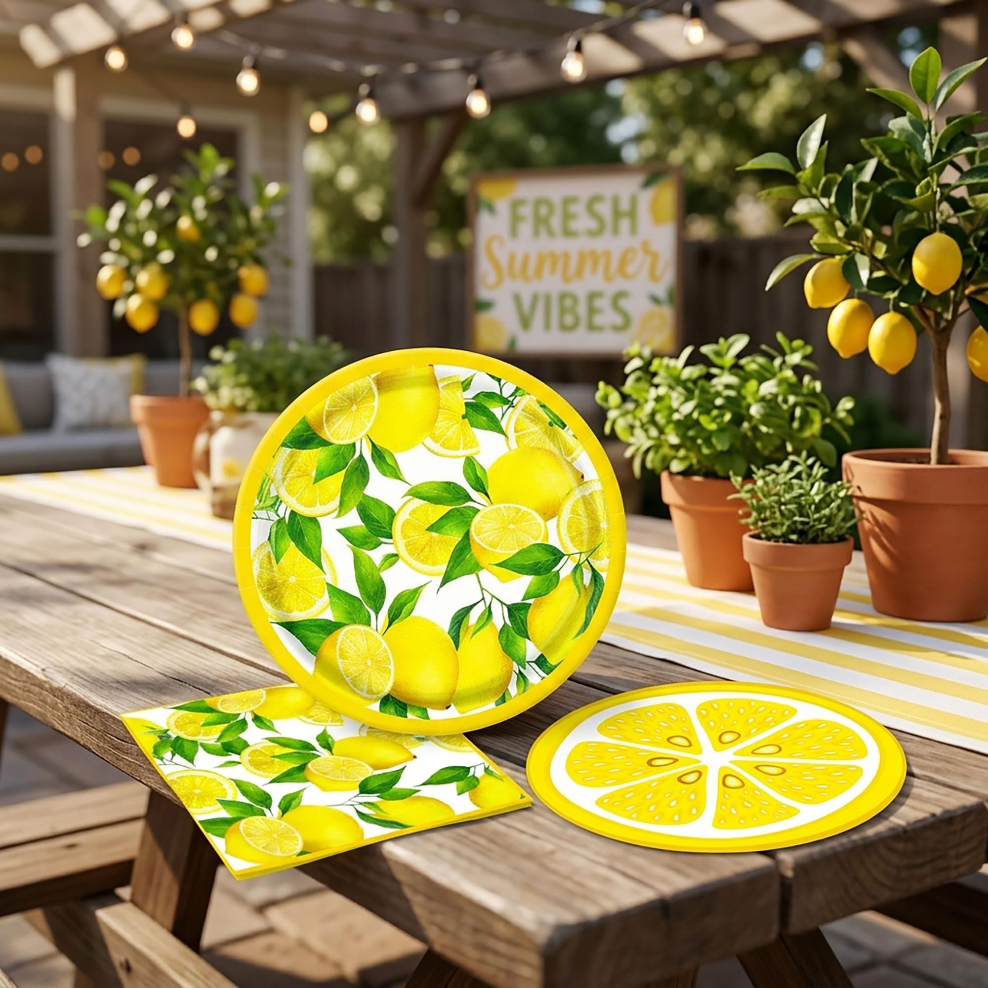 JeVenis Capri Lemon Party Decoration Capri Lemon Birthday Party Tableware Supplies Plates Napkins - Image 8