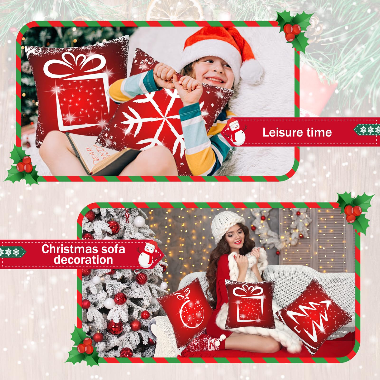 Natale Federe Cuscini Divano 45X45,Federa Copri Cuscino Natalizia Decorativo Cas