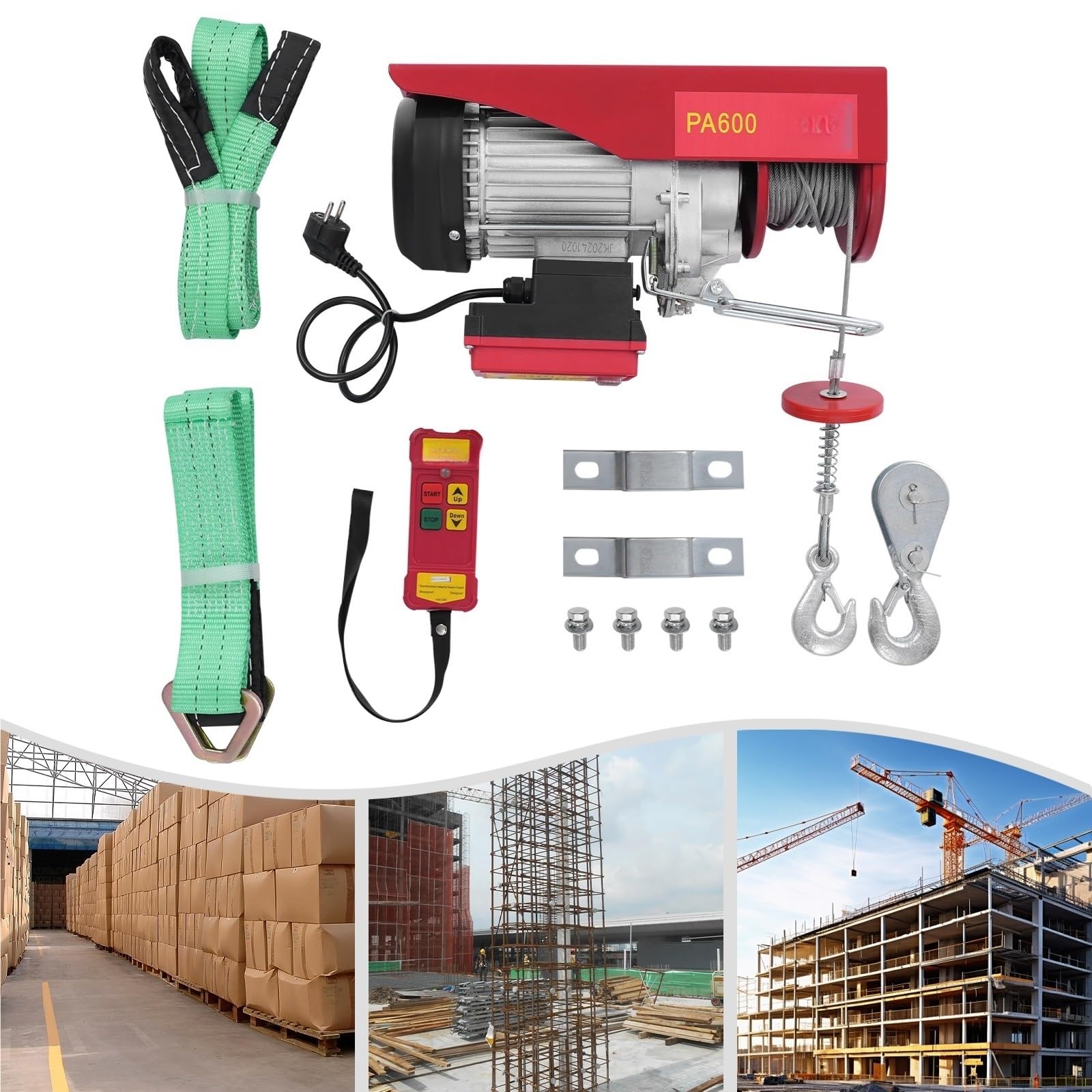 1200 W Elektro-Hebezeug, 600 Kg, Kabellose Steuerung, Elektrische Winde, Elektrischer Blockkran, Hochleistungs-Hebewerkzeug Elektrische Hebezeuge