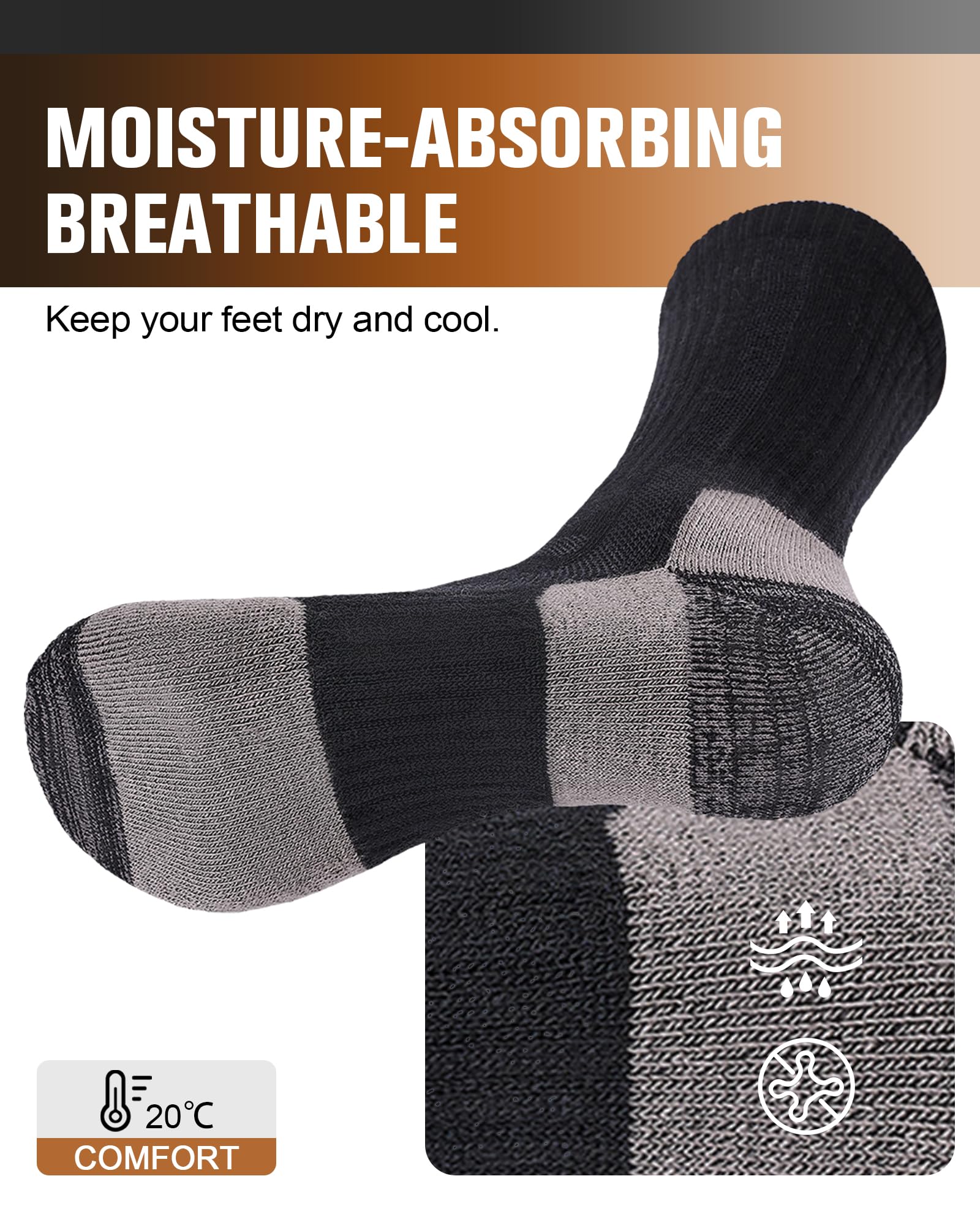 SockWaddles Calze Trekking In Lana Merino Uomo Donna, Acolchati Traspiranti Calzini, Ideali Per Trekking Running Lavoro Ciclismo Escursionismo 3 Paia