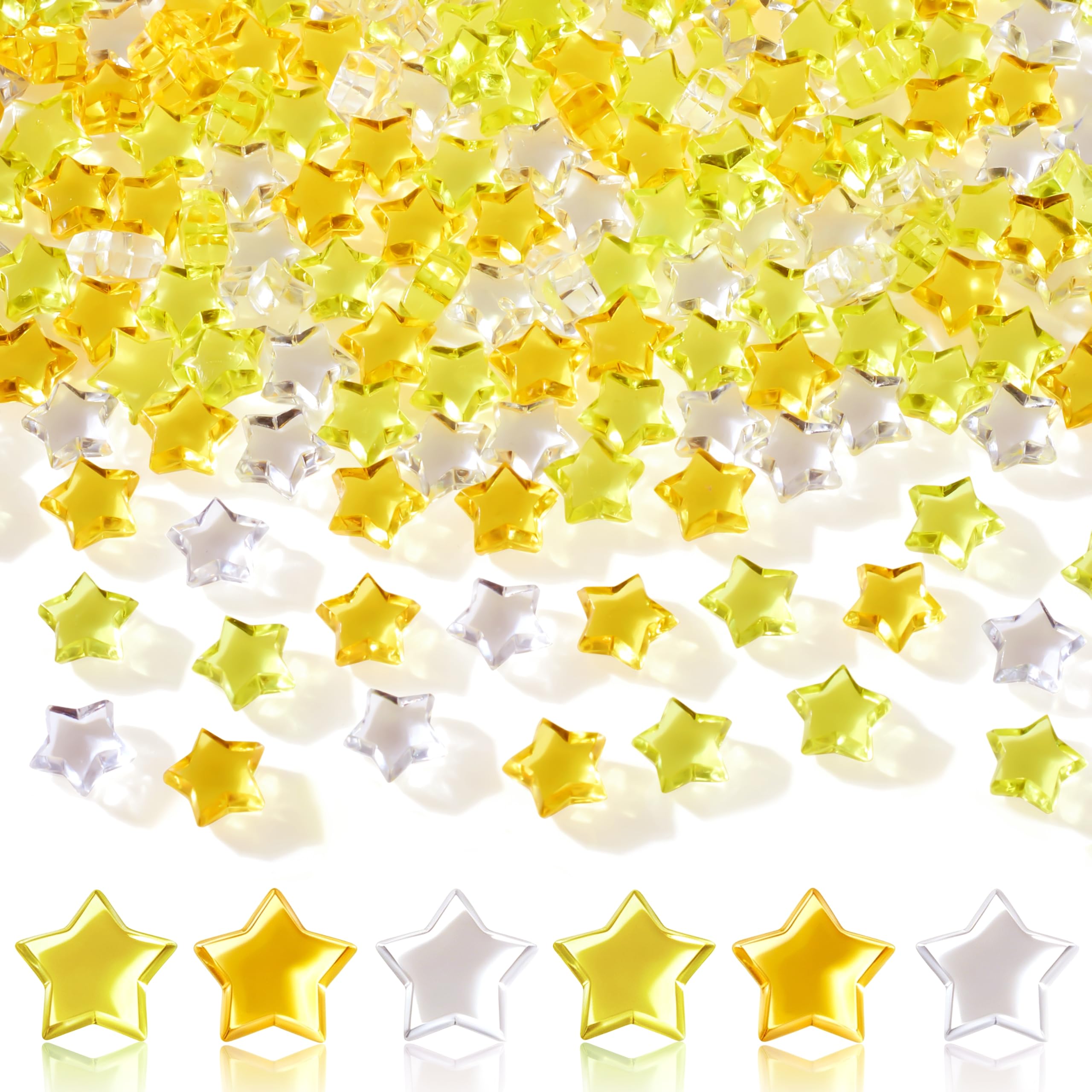 MAIBAOTA 500PCS Yellow 3D Star Gems Acrylic Beads