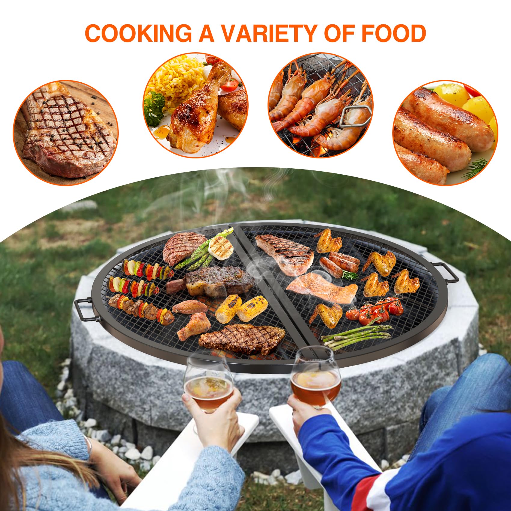 onlyfire Foldable Fire Pit Grate - 36" -8