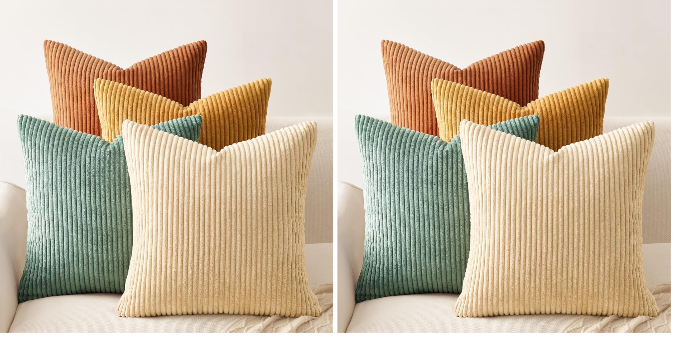Topfinel Decorative Throw Pillow Covers Cushion Cases, Set of 4 Soft Velvet Modern Double-Sided Designs, Mix and Match for Boho Farmhouse Fall Home Decor (18x18 inch, Orange/Teal) (Pack of 2) Orange Teal 18" x 18" (Pack of 8)