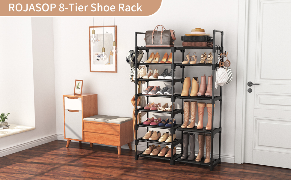 Amazon.com: ROJASOP Shoe Rack Organizer, 8-Tier Metal Shoe Rack