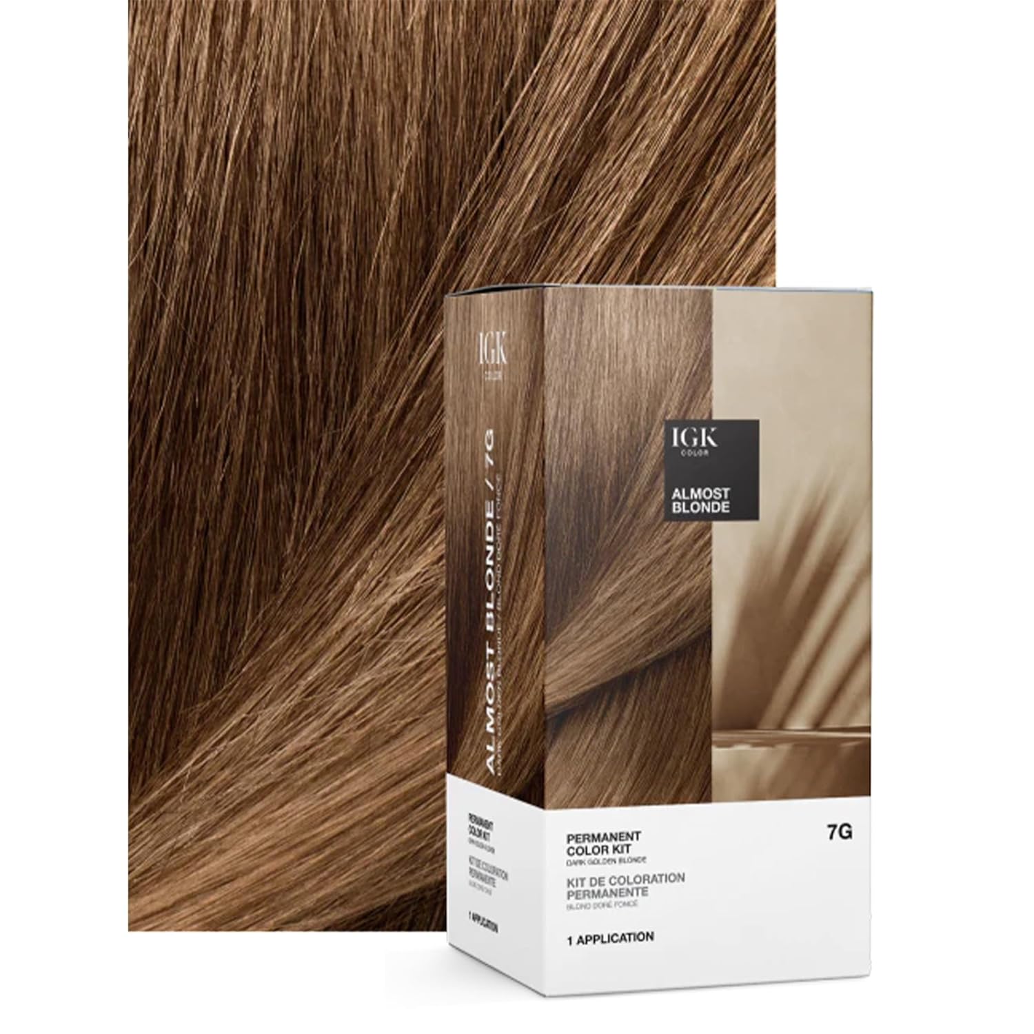 IGK Permanent Hair Dye Color Kit | 7G Almost Blonde - Dark Golden Blonde | 100% Gray Color Coverage + Strengthen + Shine | Ammonia Free (2 Pack) - Image 2