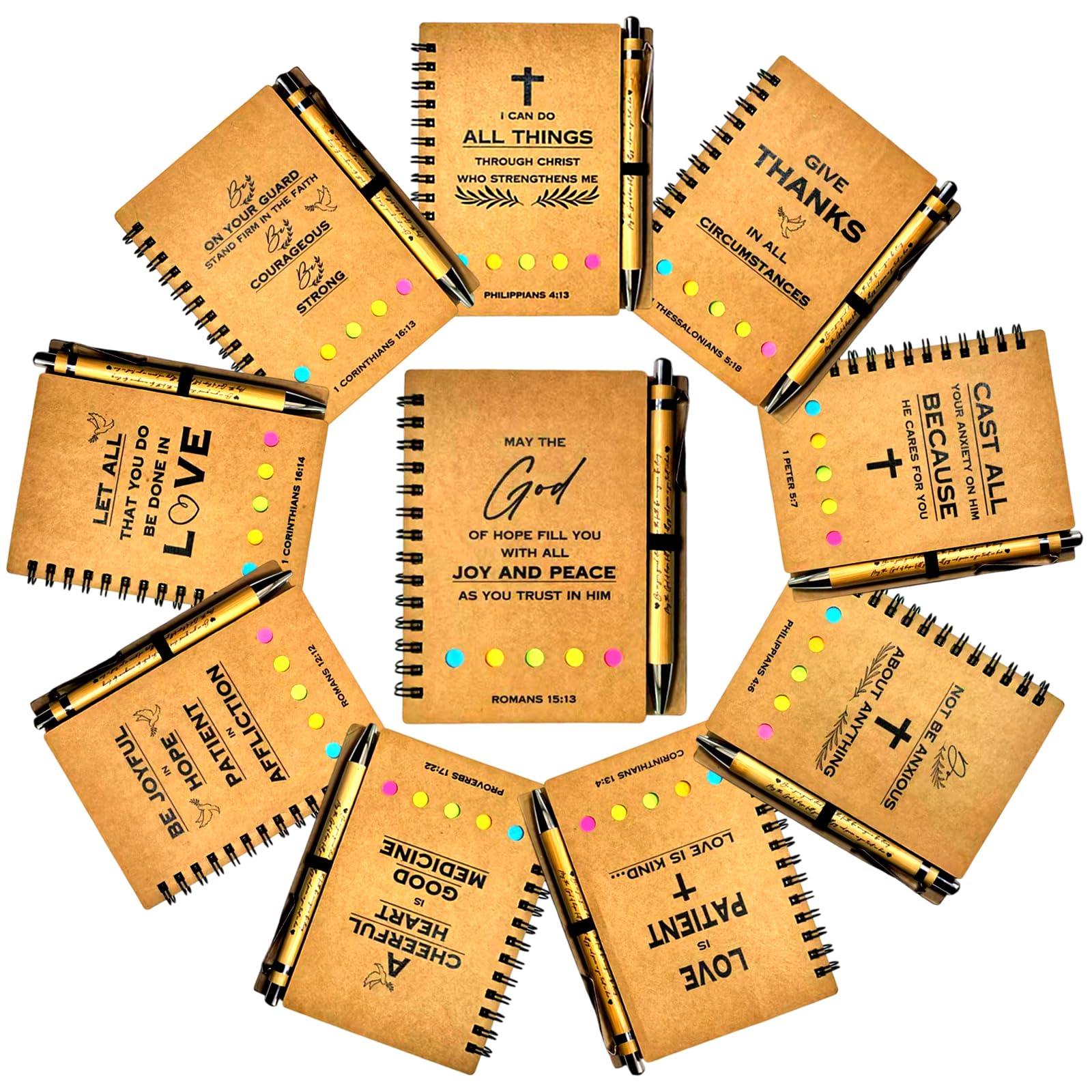 Set di 10 quaderni cristiani di preghiera, diari ispiratori cristiani, con penne per versi della Bibbia, per donne, uomini, membri della chiesa, gruppi di studio biblico e famiglie della chiesa