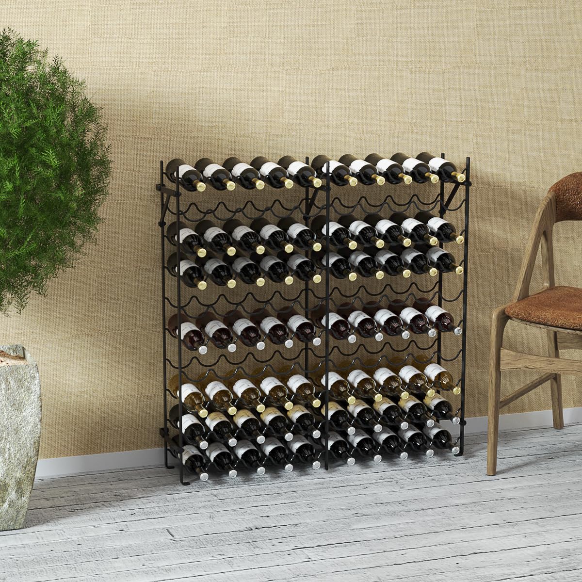 COSTWAY Casier à Bouteilles pour 100 Bouteilles, Étagère à Vin 10 Niveaux en Métal, Range Bouteille pour Vin Stable, Porte-Bouteille pour Bar, sous-Sol, Cave à Vin, Cuisine, Salle à Manger