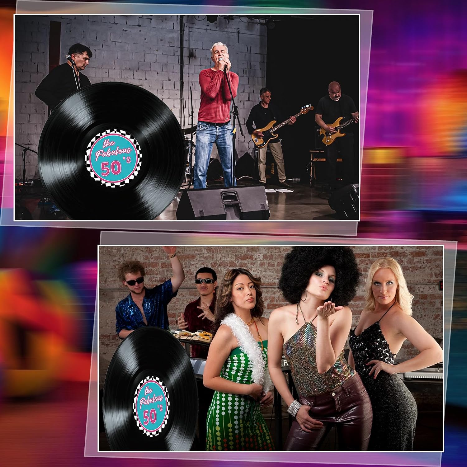 3.6 Feet 50s Music Themed Party Decorations Vinyl Record Cardboard Stand up Cutout 1950's Sock Hop Theme Stand up Photo Prop Disco Hip Hop Party Backdrops for Birthday Supply