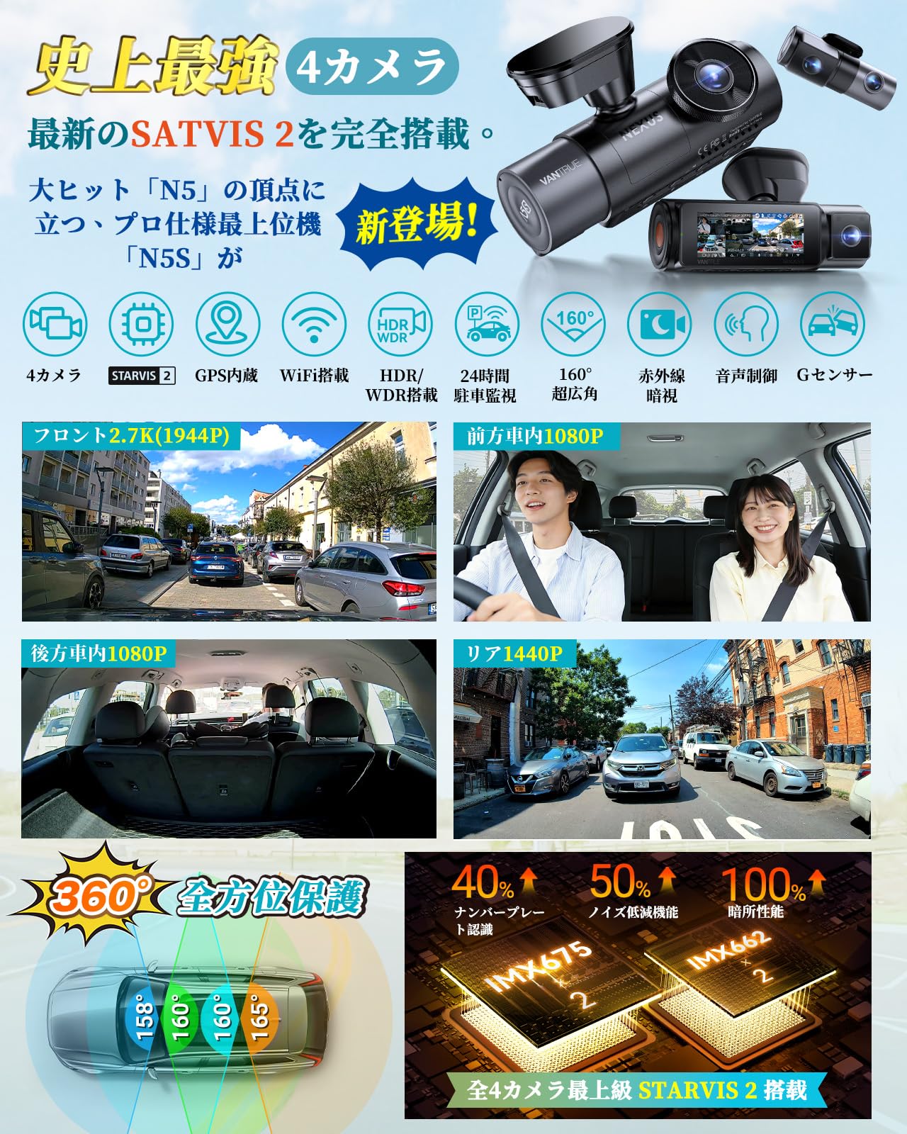 Amazon.co.jp: VANTRUE N5S ドライブレコーダー ＆ 256GB純正mciroSD