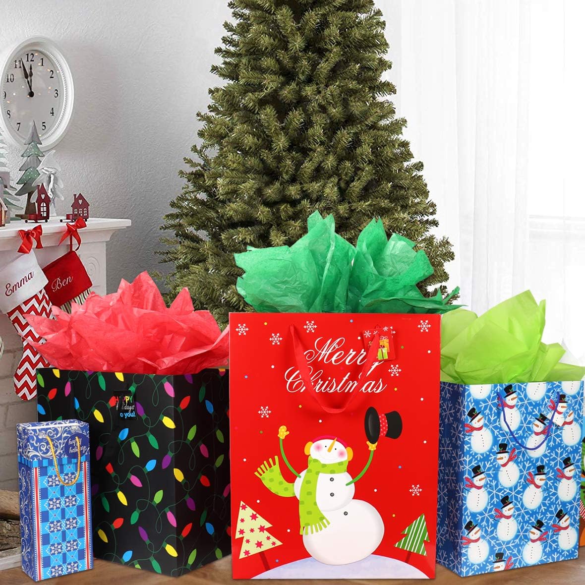 80% оƒƒ Dіѕсоunt Fzopo Christmas Gift Bags Assorted Sizes 12 Pcs Premium Quality Christmas Gift Bag Set with Tissue Paper Includes 3 Extra Large 3 Large 2 Medium 2 Small 2 Bottle Christmas Bags for Gifts