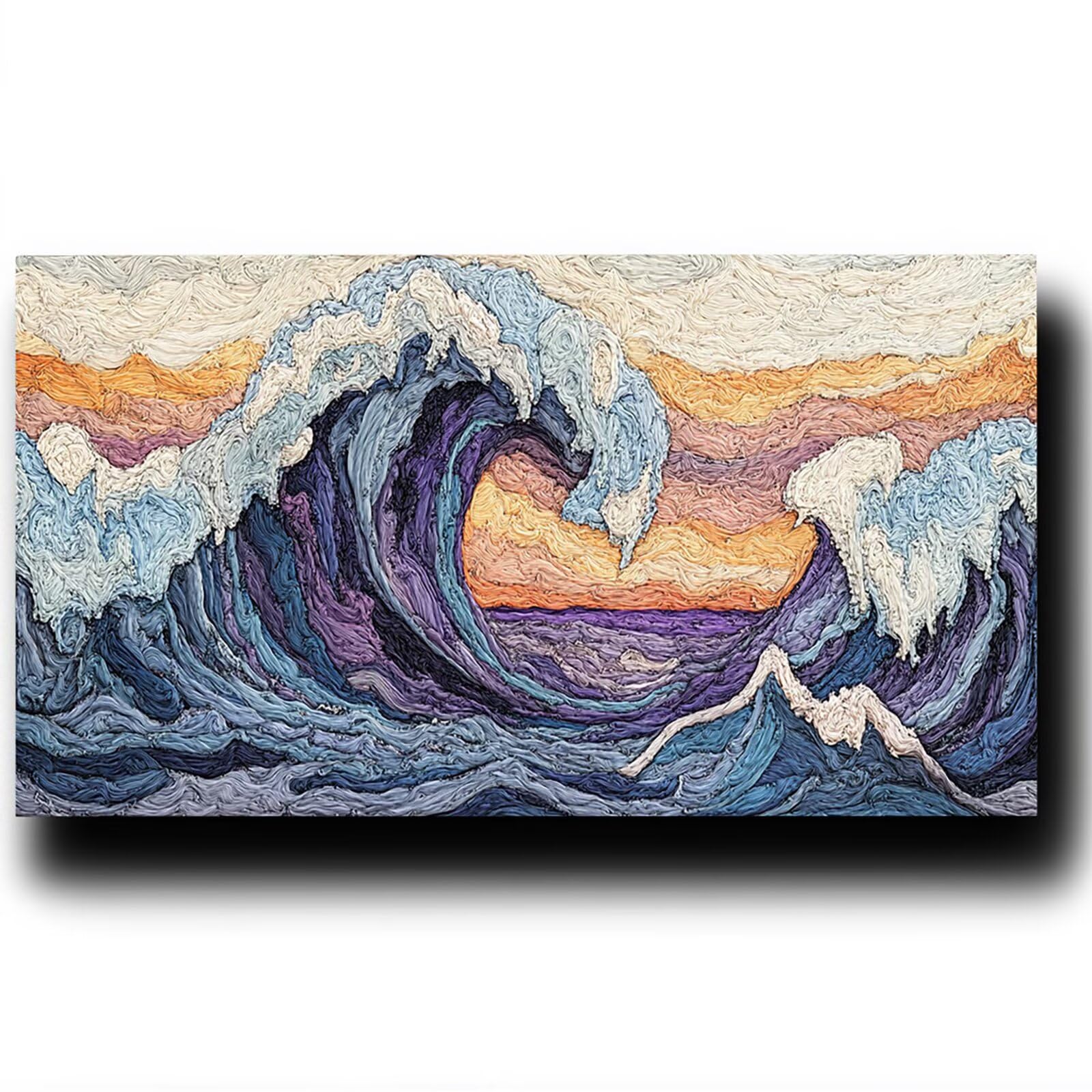 Pintar por Numeros Adultos Ola del océano, Pintar por Numeros Niños Kit Manualidades Adultos Paisaje Cuadros para Pintar por Numeros Pintura Acrílico, Cuadros Decoracion Salon Modernos 80X160cm 7w-3-P