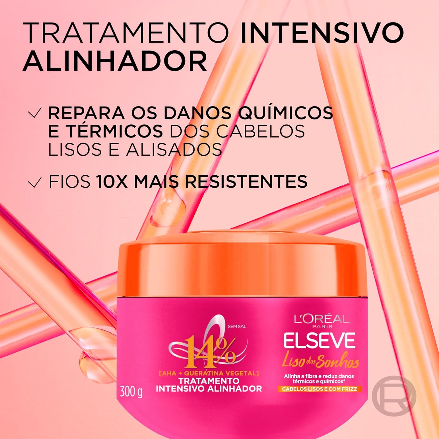 L'Oréal Paris Elseve Liso dos Sonhos Creme de Tratamento com Queratina Vegetal e AHA, Alinhamento Capilar, Controle de Frizz e Reparação de Danos Químicos e Térmicos, 300g L'Oréal Paris Elseve Liso dos Sonhos Creme de Tratamento com Queratina Vegetal e AHA, Alinhamento Capilar, Controle de Frizz e Reparação de Danos Químicos e Térmicos, 300g