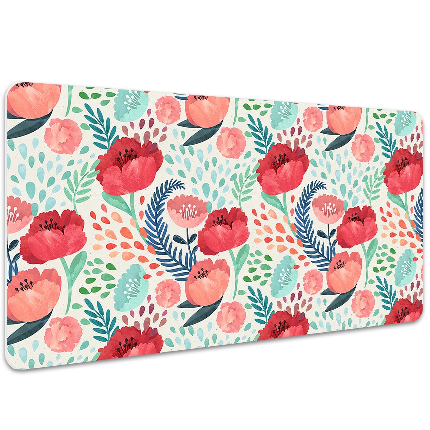 Sottomano da Scrivania 100x50 cm Protezione e Decorazione in Vinile PVC Antiscivolo Impermeabile Facile da Pulire Superficie Protettiva per Ufficio e Casa - fiore di papavero