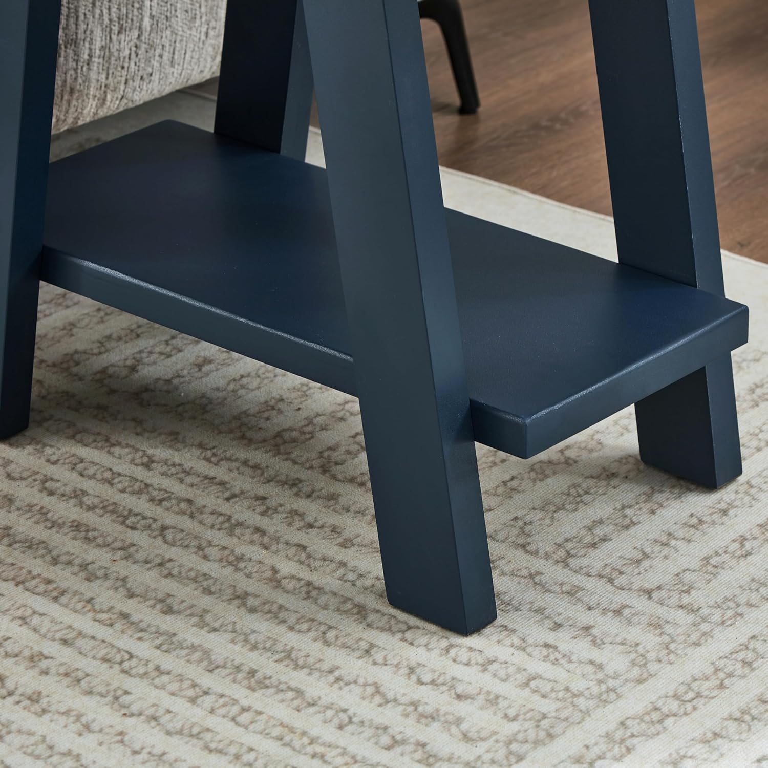 Roundhill Furniture Athens Contemporary Wood Shelf Side Table in Navy Blue