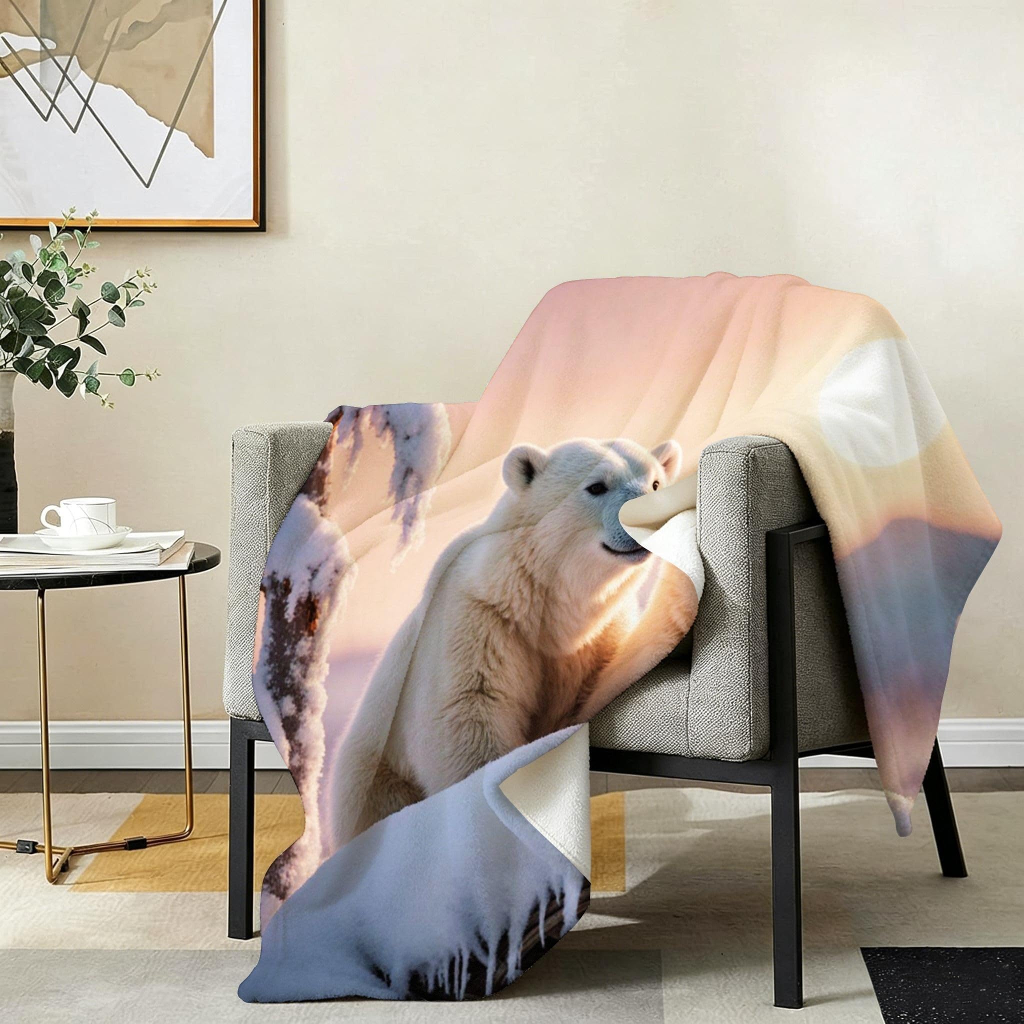 Mantas 3D 220x240cm Oso Polar 3D Franela Frazada para Cama 150-A339