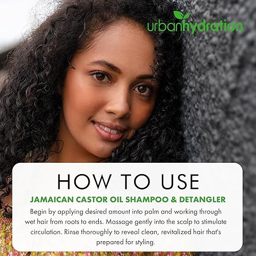 Miniatura 6 de Urban Hydration Champú y desenredante de aceite de ricino jamaicano | Sin sulfatos, parabenos y colorantes, limpia, hidrata y repara daños para