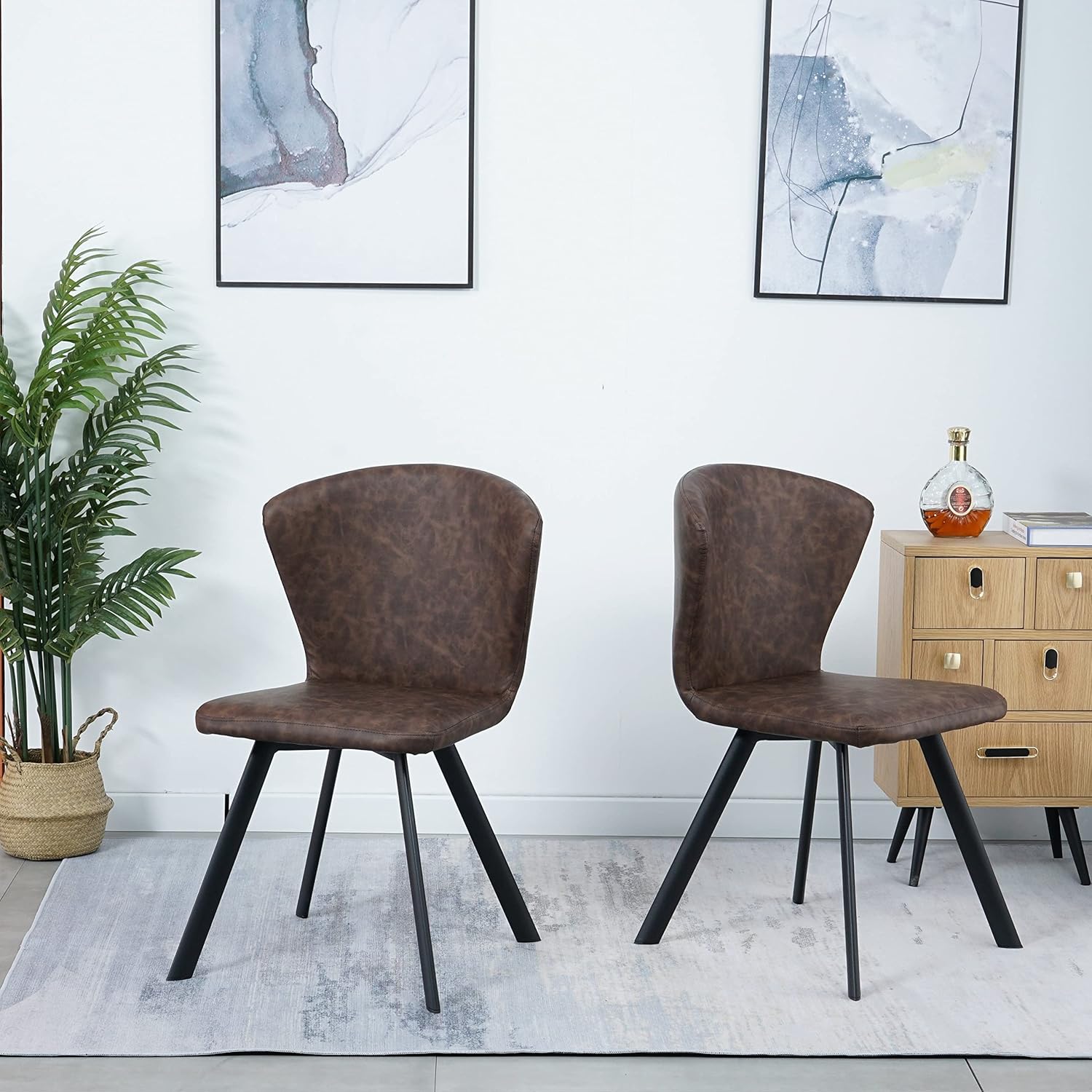 Modern Furniture Dining Room Chairs Chrome Legs Pu (Set of