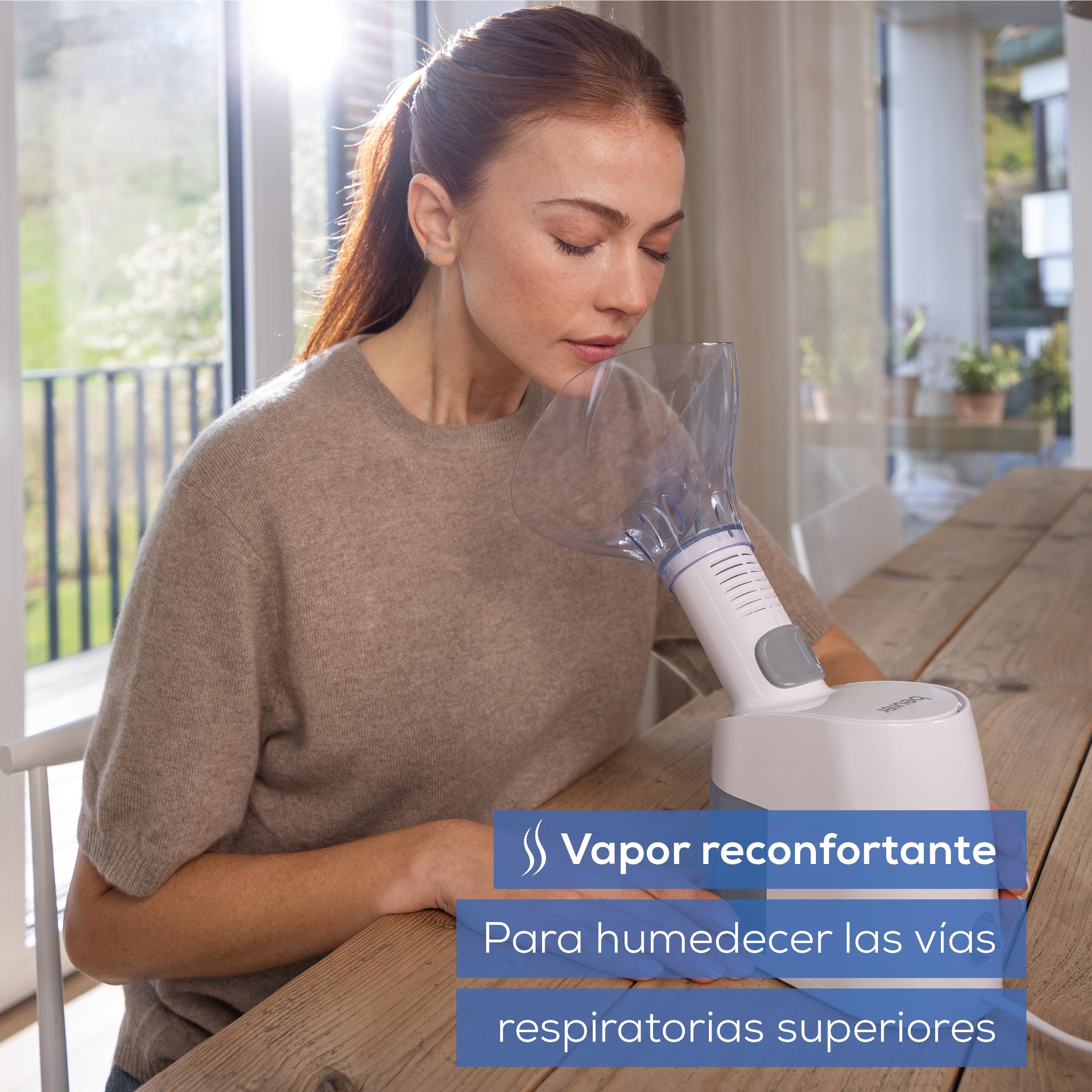 Beurer SI 40 Nebulizador , para la humidificación - boca, nariz y garganta, nebulización de solución salina y aceites esenciales, humidificador de aire para temporada de resfriados, extra silencioso