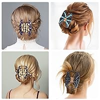 Vista 6 de Yeshan Peines Mágicos para el Cabello para Mujeres con Cuentas de Madera Elásticos Extensibles Dobles Peines Laterales Ajustables Clips Elásticos