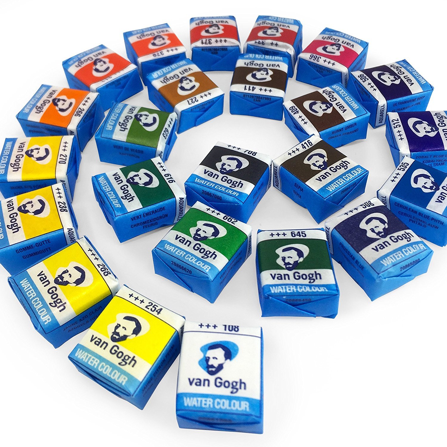 36 Näpfchen Feine Van Gogh Künstler Aquarellfarben im Metall Aquarellkasten incl. Pinsel und Mischpalette Geschenkset und Papierwischer