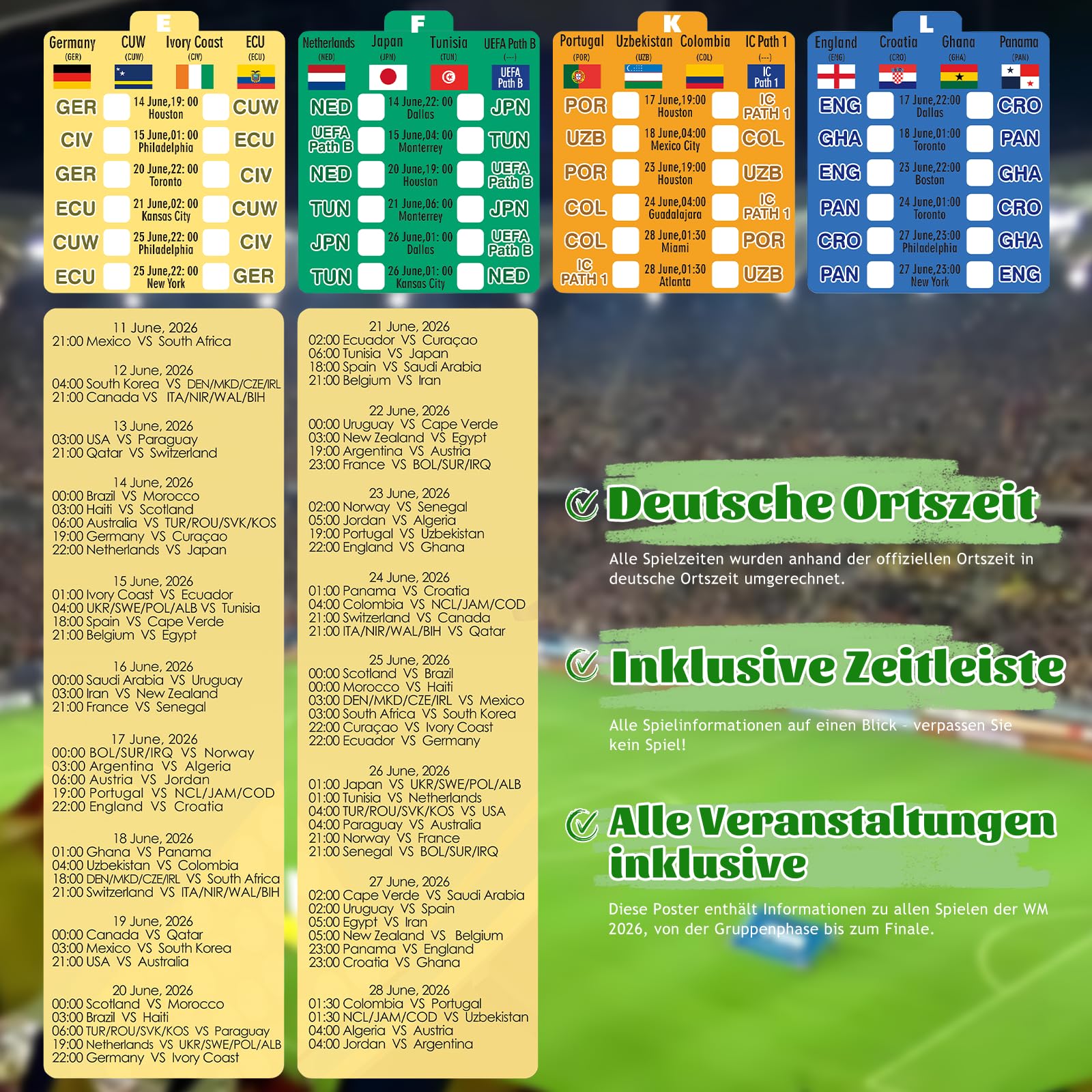 YYSWSAKY Planificación del Mundial 2026, póster del plan de juego del Mundial de fútbol 2026, incluye 48 equipos, grupos, eliminatorias y final, todos los resultados de los partidos, regalos para
