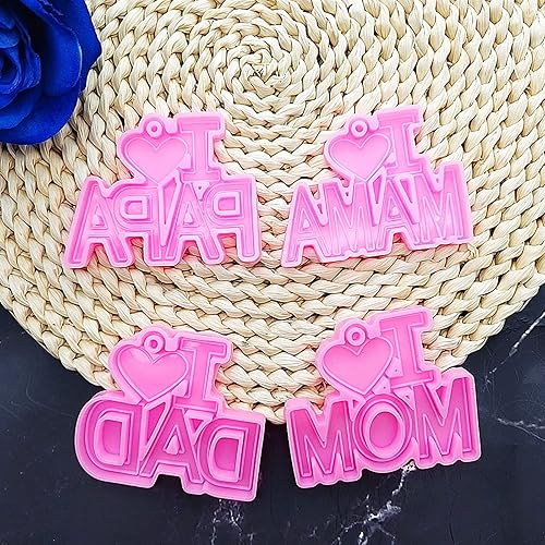 Miniatura 5 de Molde de silicona para llavero de palabras de mamá con texto en inglés I Love Mom molde de fundición de resina epoxi para bricolaje día de la madre