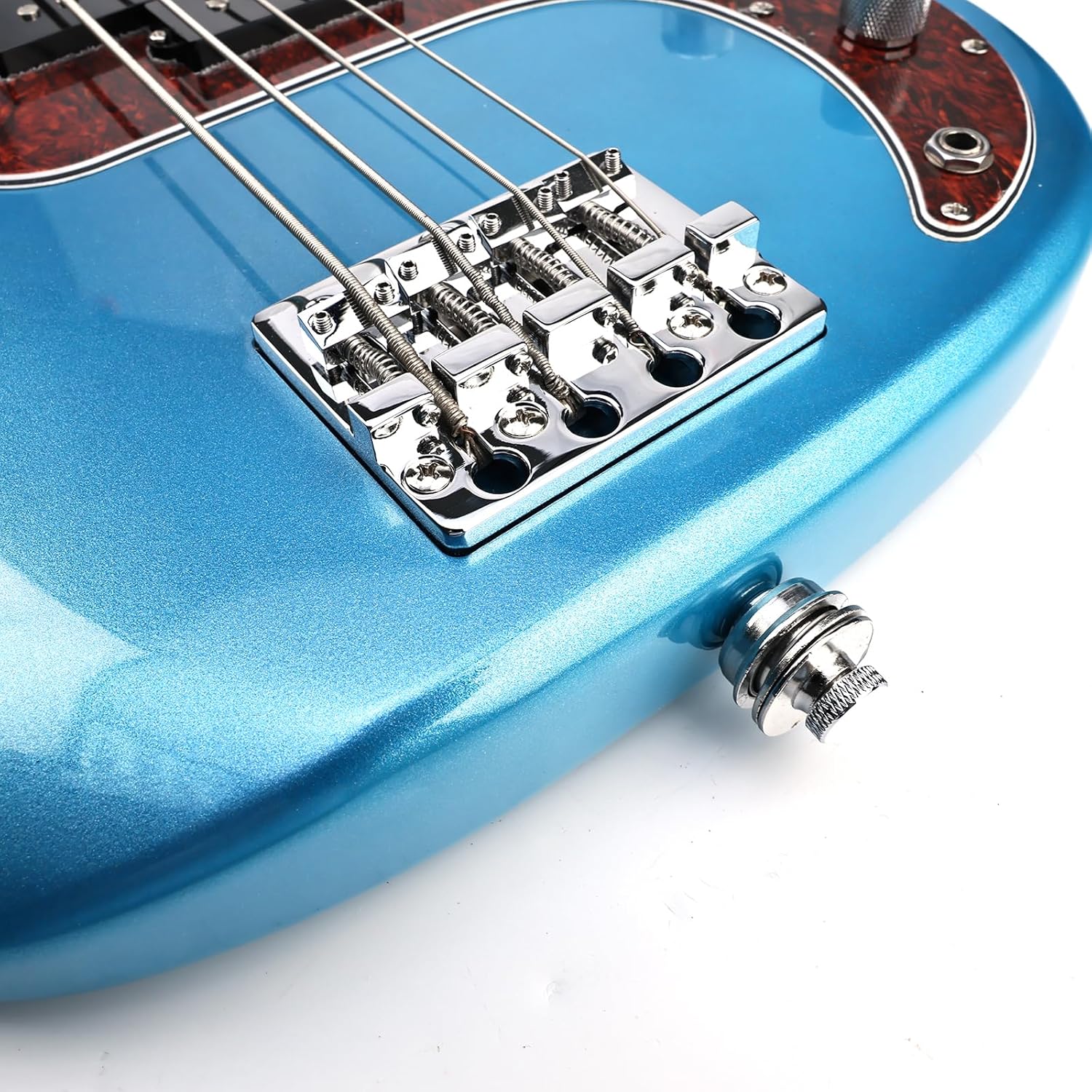 Brass Electric Bass Bridge 4 String Bass Hardtail Bridge 18mm String Spacing Compatible with 4-string Electric Bass Replacement Parts Chrome