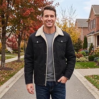 Men's Winter Sherpa Lined Fleece Military Cargo Jacket Cotton Outerwear Jacket Coat