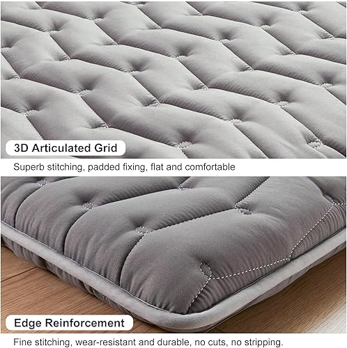 Miniatura 4 de Colchón de espuma de alta calidad para futón japonés, tamaño Queen de 60 x 80 pulgadas, 100% espuma de alta densidad, cómodo colchón de suelo,