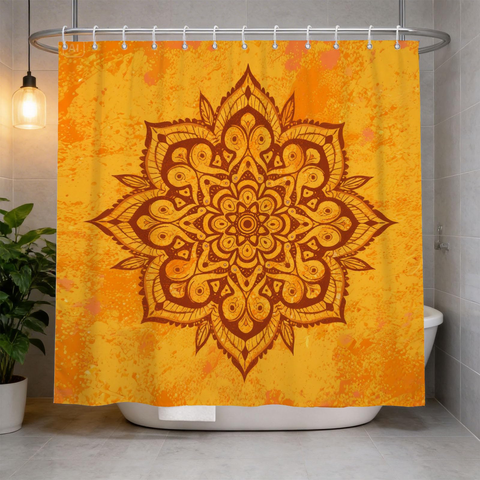 Hongduo 3D Mandala Pattern Shower Curtain for Stalls Bathtubs Mysterious Art Bathroom Decor Shower Curtain Set Polyester Fabric Waterproof 200x200cm/79X79 Inch with Hooks