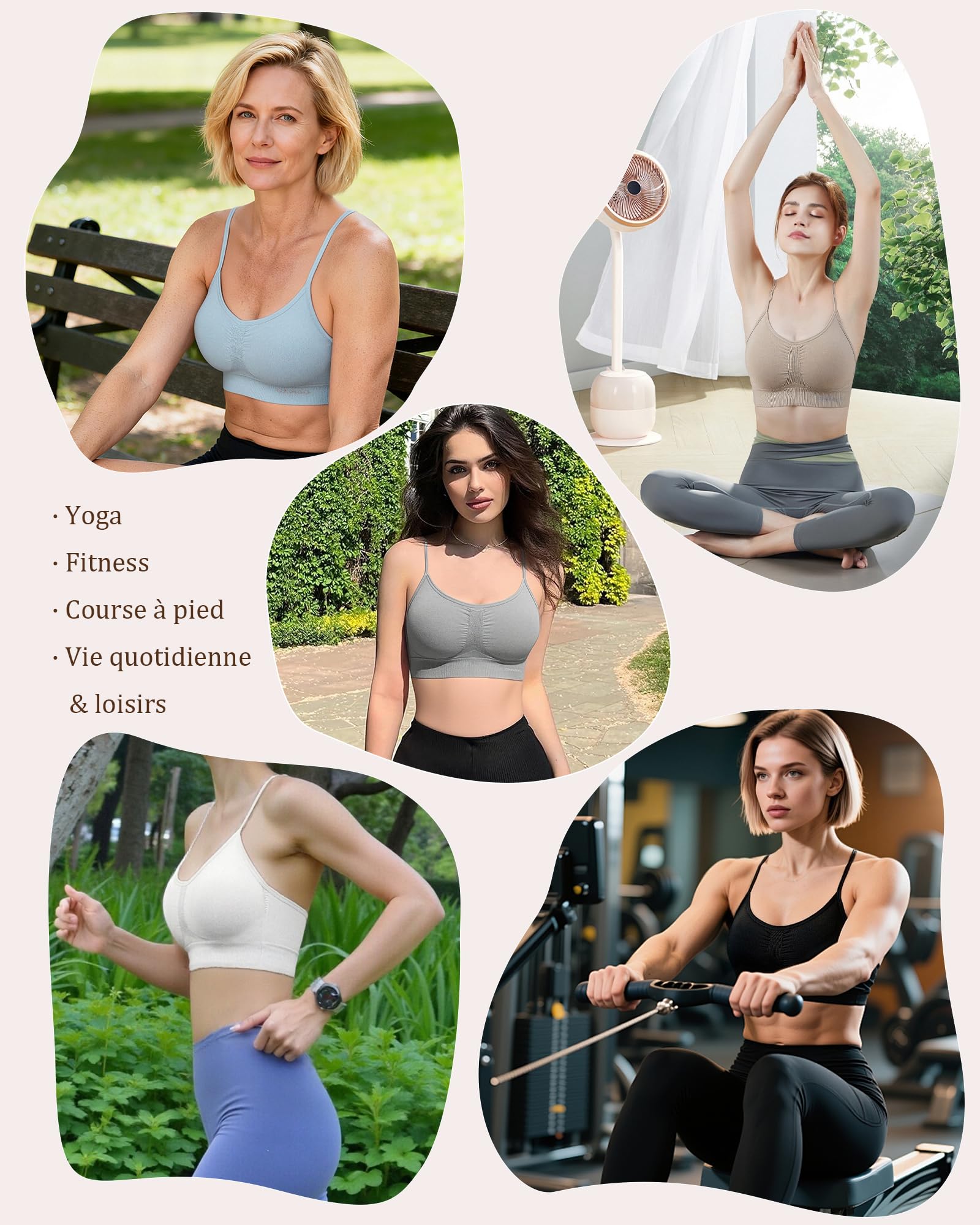 Channo Femme Soutien-Gorge sans Couture: Brassière Invisible Transparent Élastique sans Armature Maintien Yoga Lot de 3