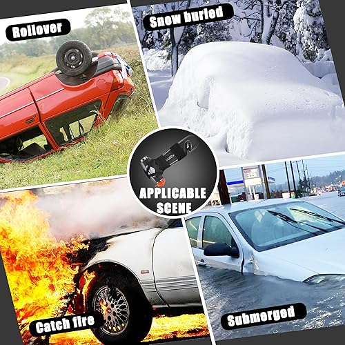 Miniatura 3 de Martillo de seguridad lindo y multifuncional herramienta de escape de coche con cortador de cinturón de seguridad y rompevanas, martillo de escape