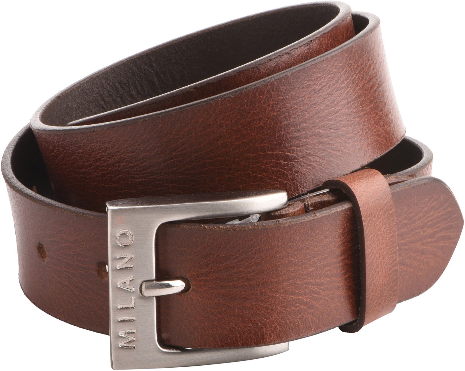 Milano Men's Brown Full Grain Leather Belt - 1.25" (30Mm) - Black And # Ml-2910 - Medium