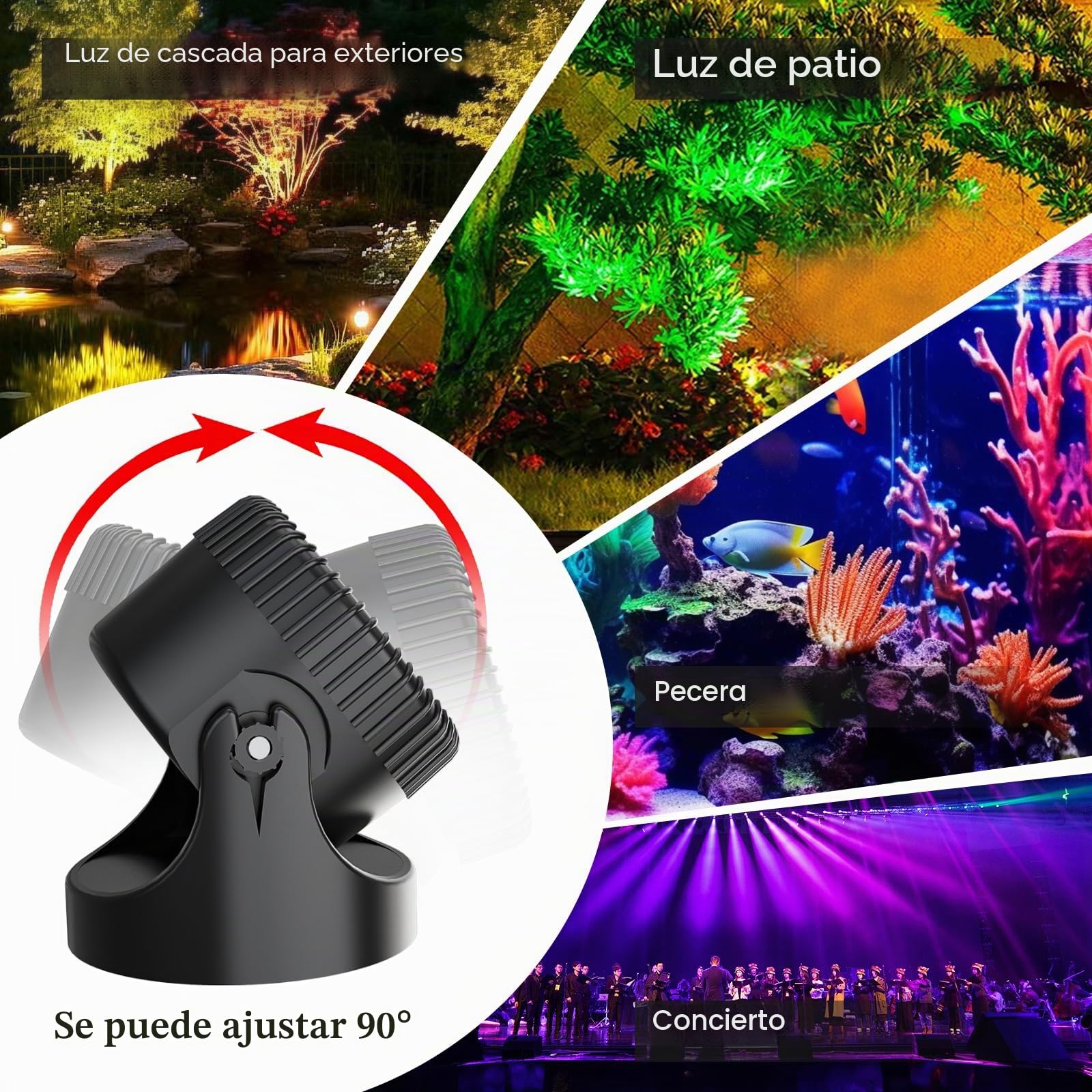 PChero Luces solares sumergibles para estanque, LED 3 en 1 RGB que cambian de color, luz subacuáticas impermeables para peceras, jardín y patio