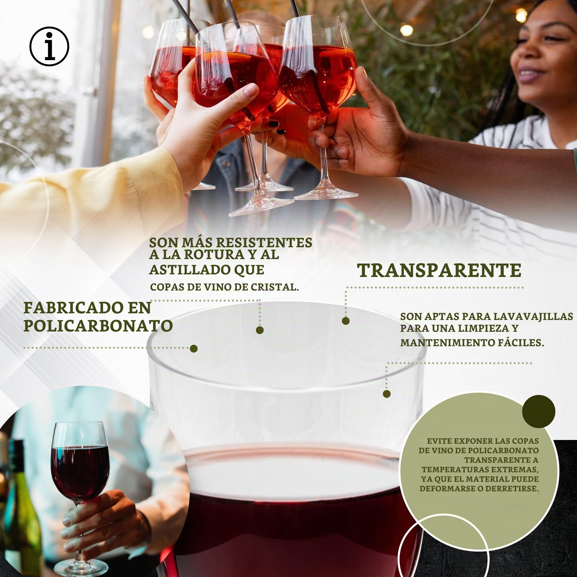 Doja Barcelona Copas de vino de policarbonato transparente, 300 ml, 12 unidades, 170,3 x 78 x 3 mm