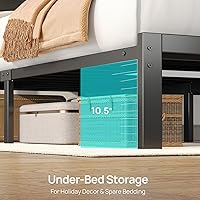 Vista 6 de Rolanstar Full Bed Frame with Headboard, Bed Frame Full with LED Lights, Camas Full Size Bed with Charging Station, Solid Metal Slats, Noise Free