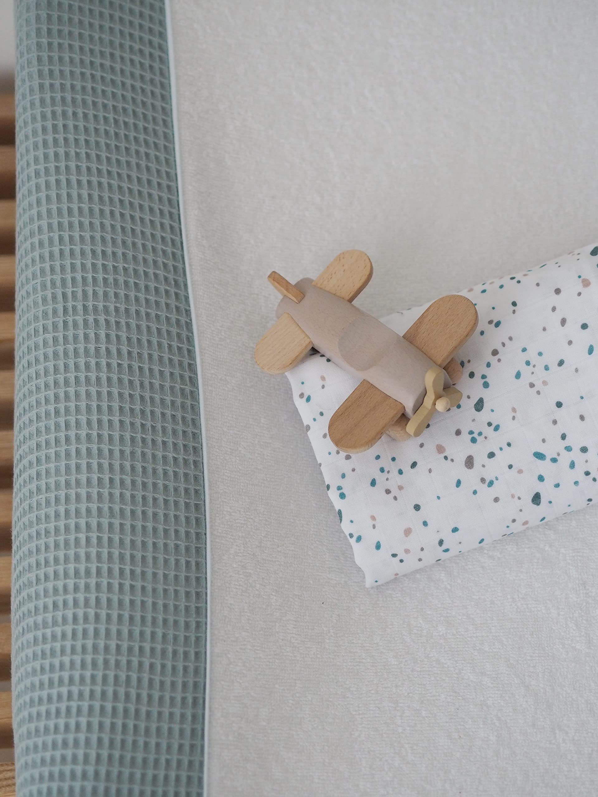 BÉABA, Housse pour Matelas à Langer Sofalange, 100% Coton Nid d'abeille, Eponge Moelleuse, Drap Absorbant, Confort Optimal, Tissus Certifiés Oekotex , Vert d'eau