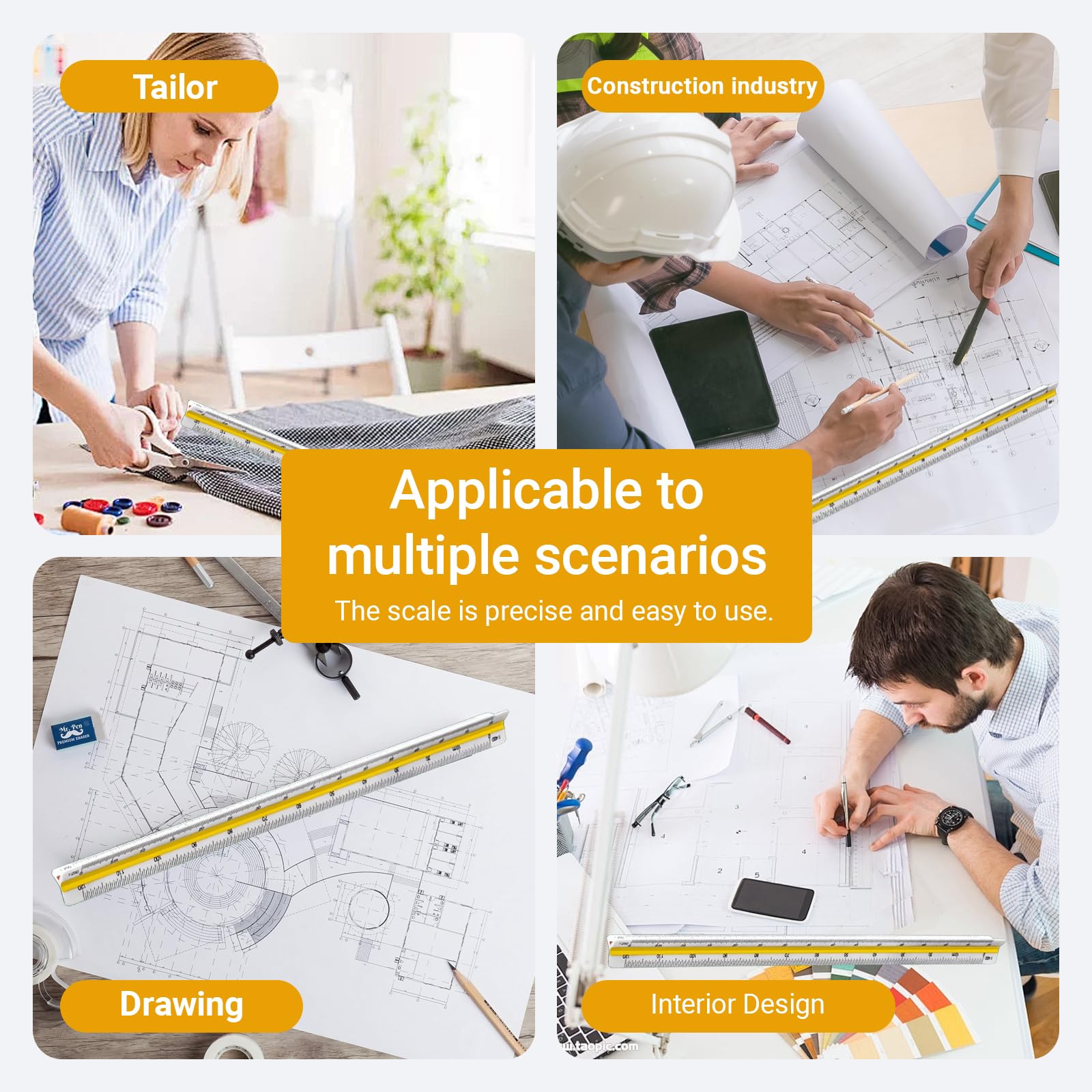 Escalímetro Profesional 30 cm – Regla de Escala Métrica con 6 Escalas (1:20/1:25/1:50/1:75/1:100/1:125), Reglas Triangulares, Ideal para Escuela, Taller y Hobby