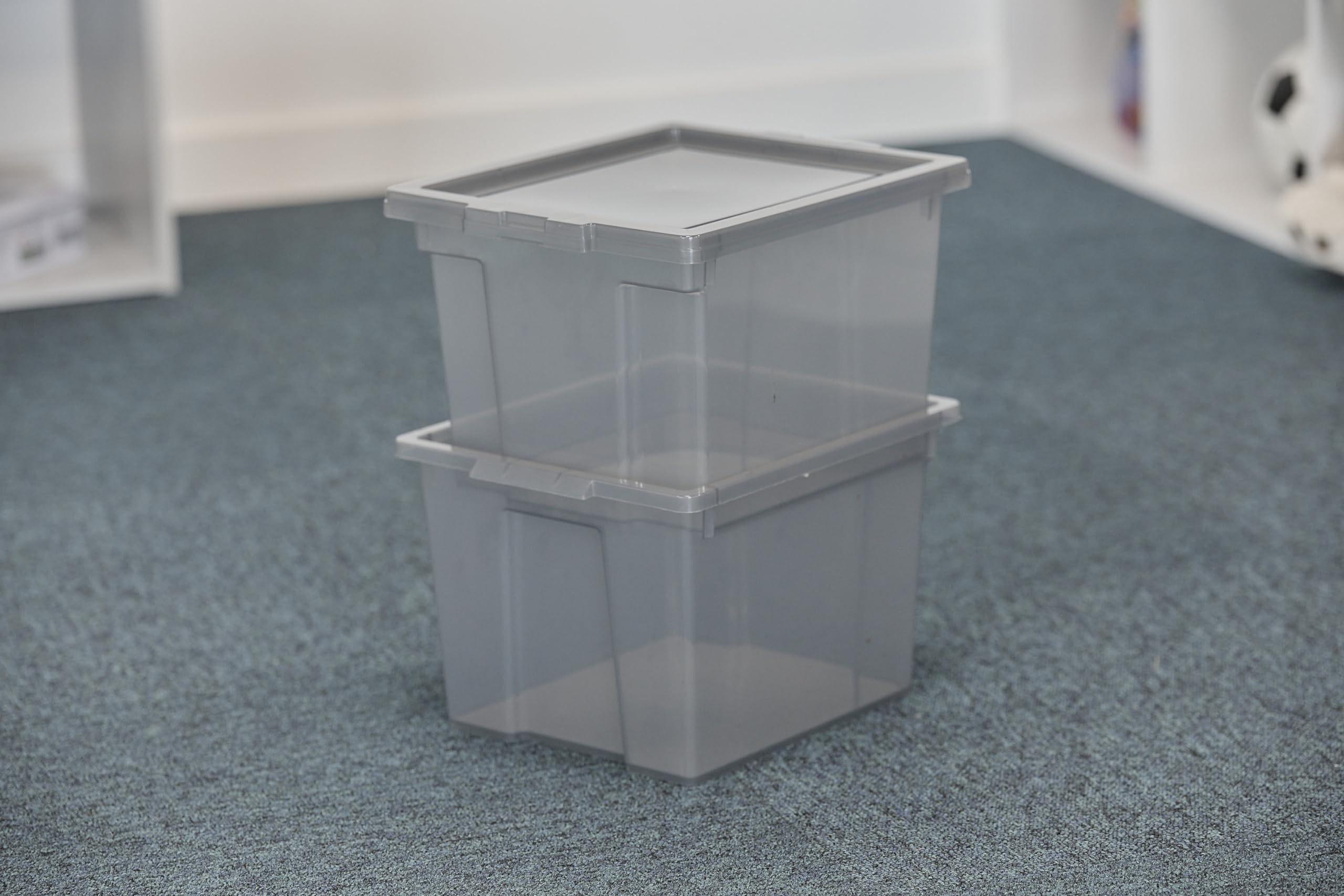Iris Ohyama, Caja de almacenamiento de plástico, Caja de almacenamiento de oficina de 10 l, Lote de 8, Sin BPA, DDUSB-S, Gris, Apilable, Clips de cierre- A29 x F24 x A18,5 cm