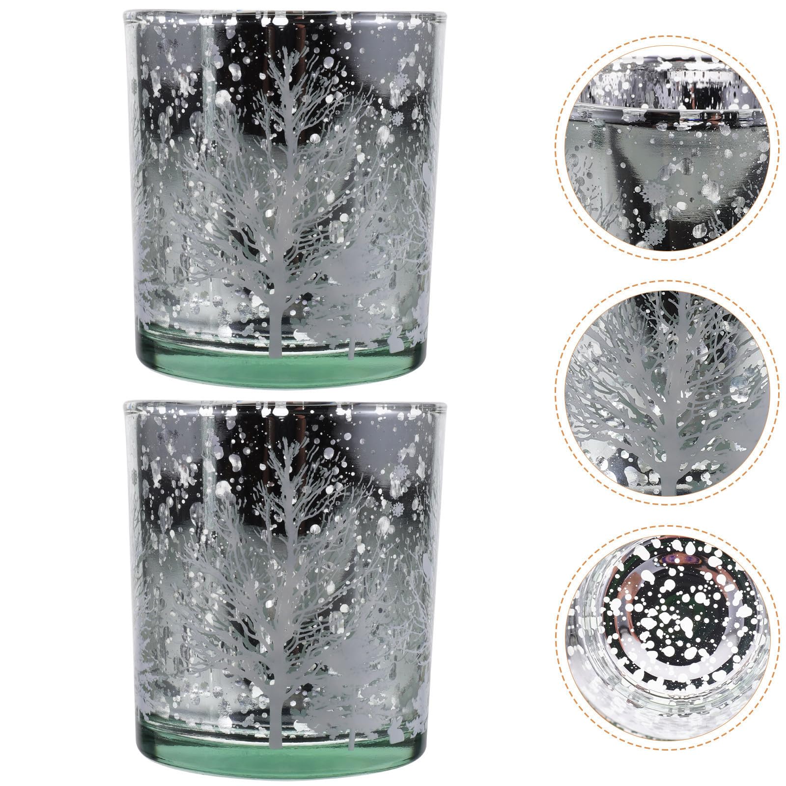 Toyvian 8 Piezas Portavelas de Cristal Navideño Estampado de Árbol para