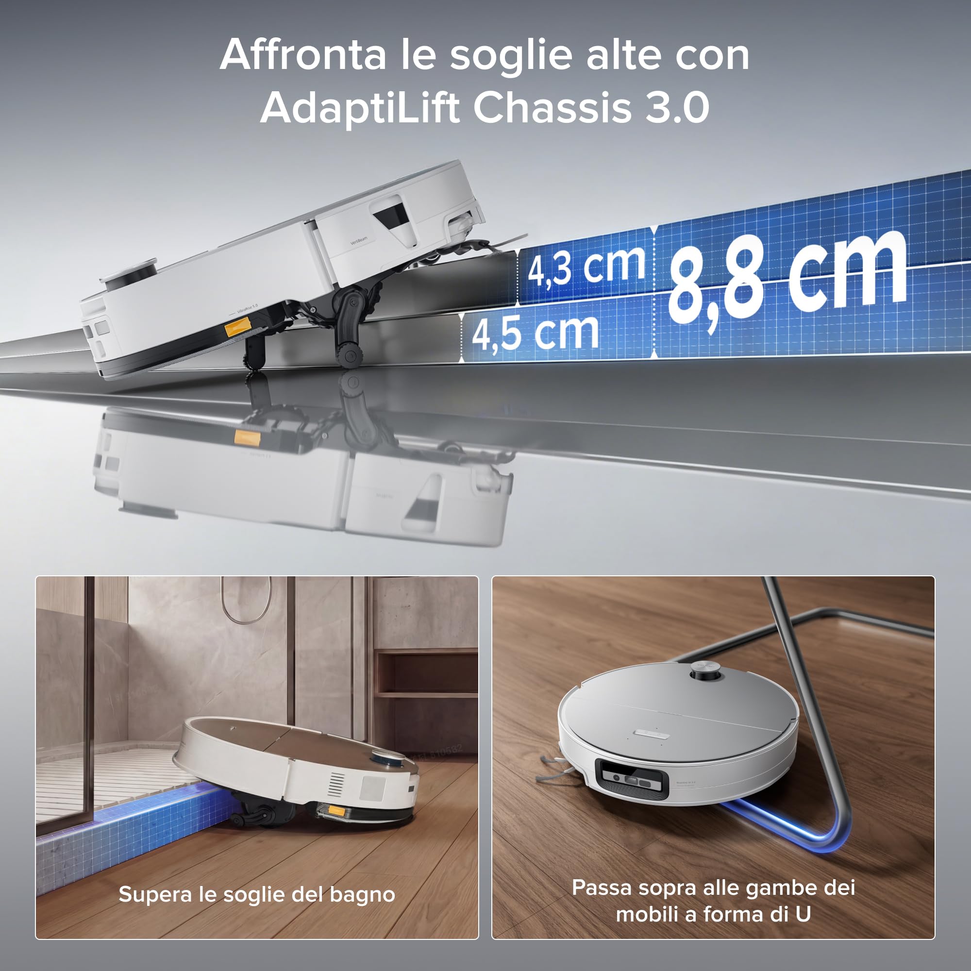 roborock Saros 20 Sonic Robot Aspirapolvere 36.000Pa, Motore HyperForce, Doppio Sistema Anti-Groviglio, AdaptiLift Chassis Supera Soglie da 8,8 cm (Bianco)