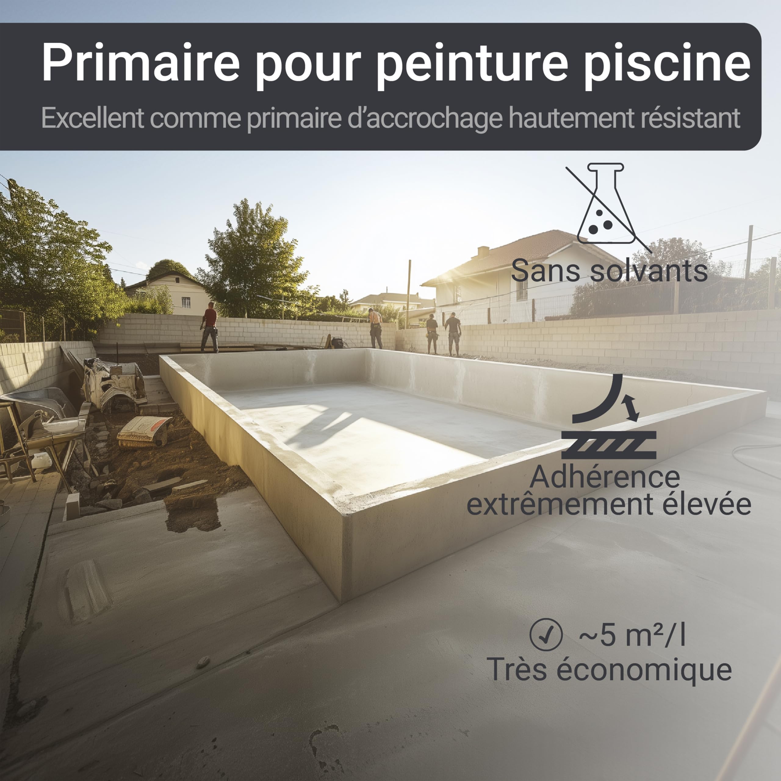 WO-WE Apprêt d'adhérence spécial pour peinture de piscine SL708-2,5 kg - 3