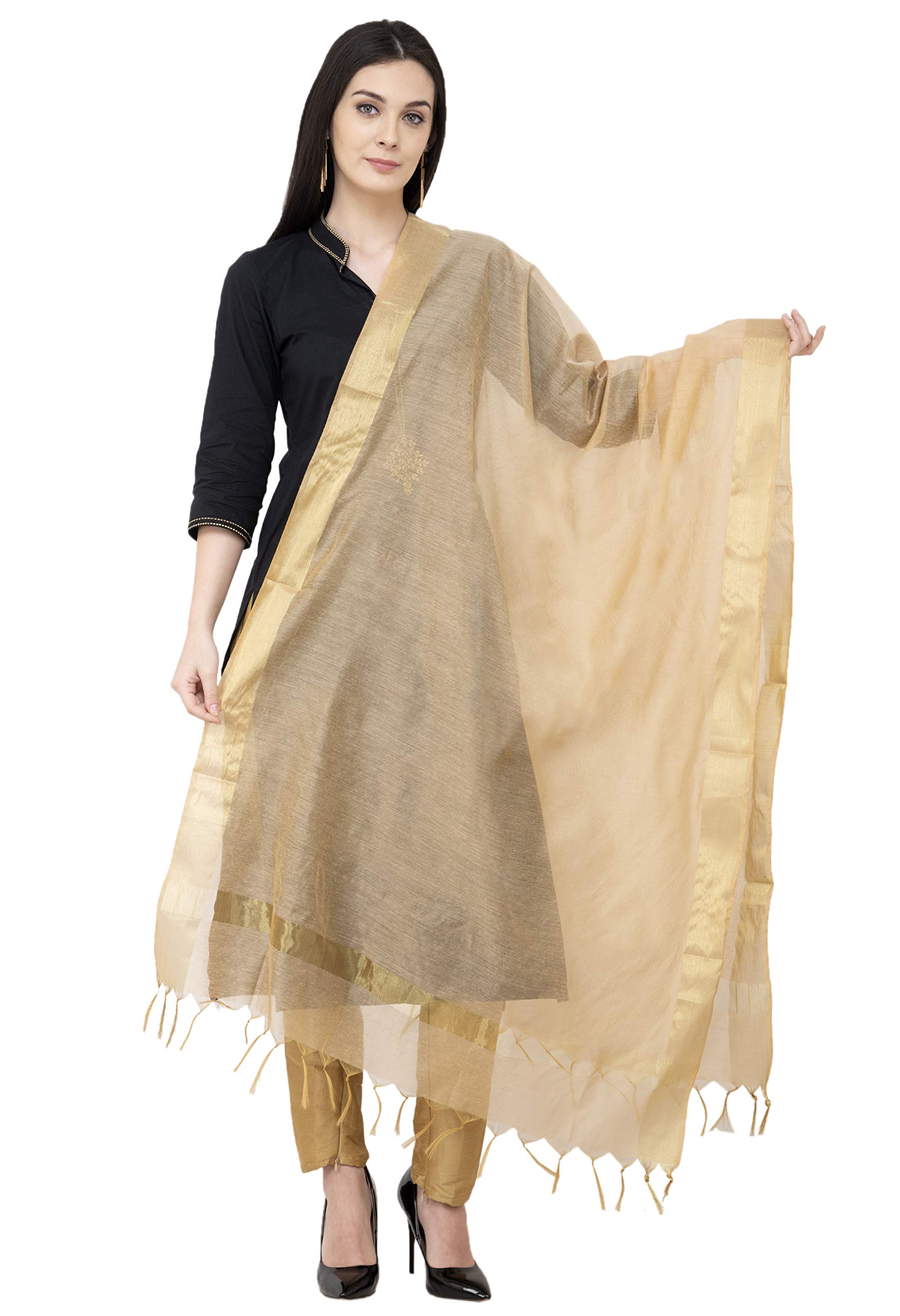 a r silk Women's Solid Chanderi Silk Dupatta (ARS043_Golden_Free Size)-picture-21