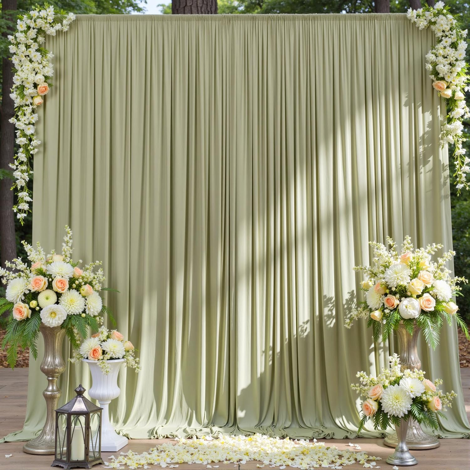 10ft x 10ft Wrinkle Free Sage Green Backdrop Curtains for Parties, Polyester Photo Backdrop Drapes 2 Panels 5x10ft for Wedding Birthday Party