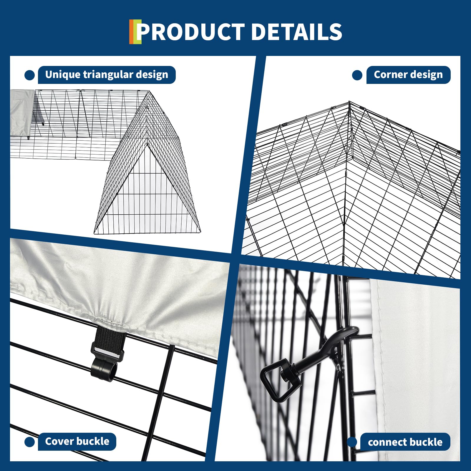 Garvee Túnel para Gallinas con Estructura de Esquina, Corral Modular de Acero con Cubierta Impermeable, 300 x 200 x 61,5 cm, Plegable y Fácil de Montar para Gallinas Patos Conejos