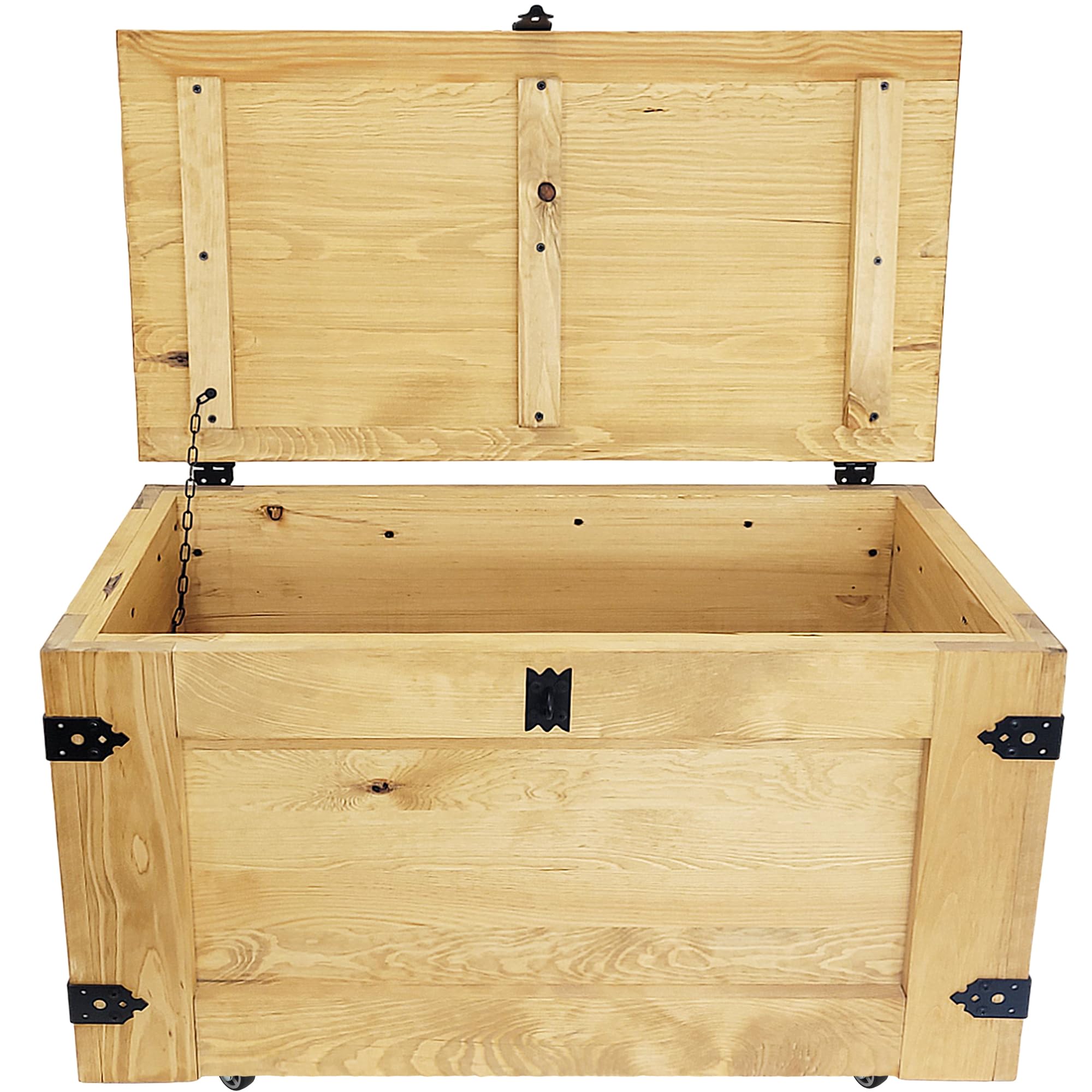 weeco Rustikale Aufbewahrungstruhe holz - Holztruhe XL - Holzkoffer deko - Holz-Kiste massiv shabby chic vintage