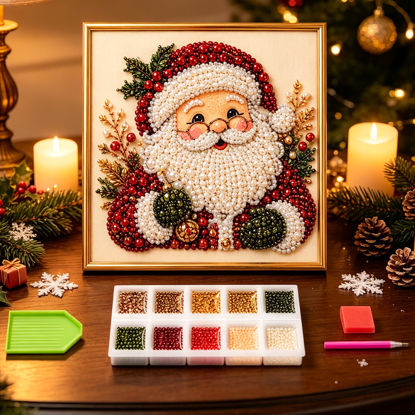 BafanglaiUK DIY Christmas Pearl Diamond Art Painting Kit, 2026 New Home Wall Decor Art Craft Kit, Holiday Christmas Wall Decor, Handmade Home Decoration Gift (9.8x9.8in)
